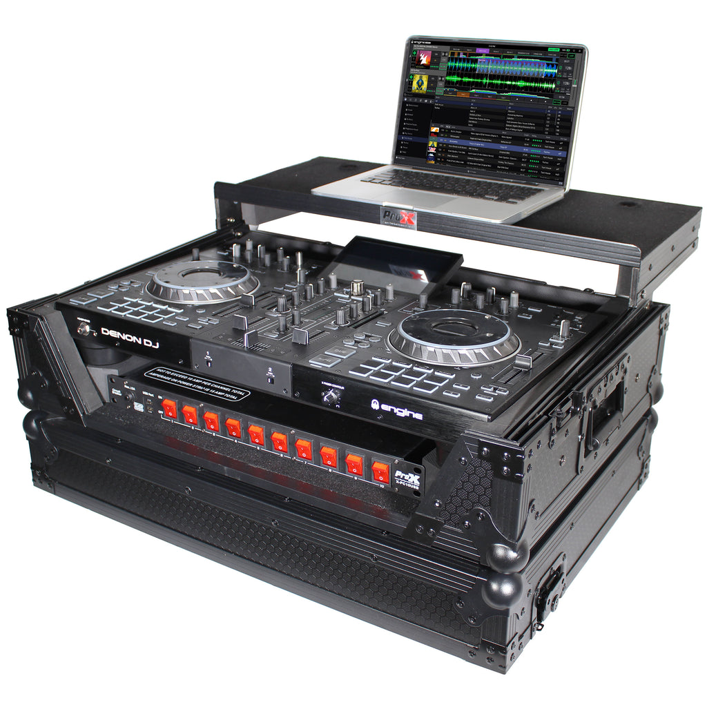 ATA Flight Case For Denon PRIME 2 DJ Controller with Laptop Shelf 1U Rack Space - Black
