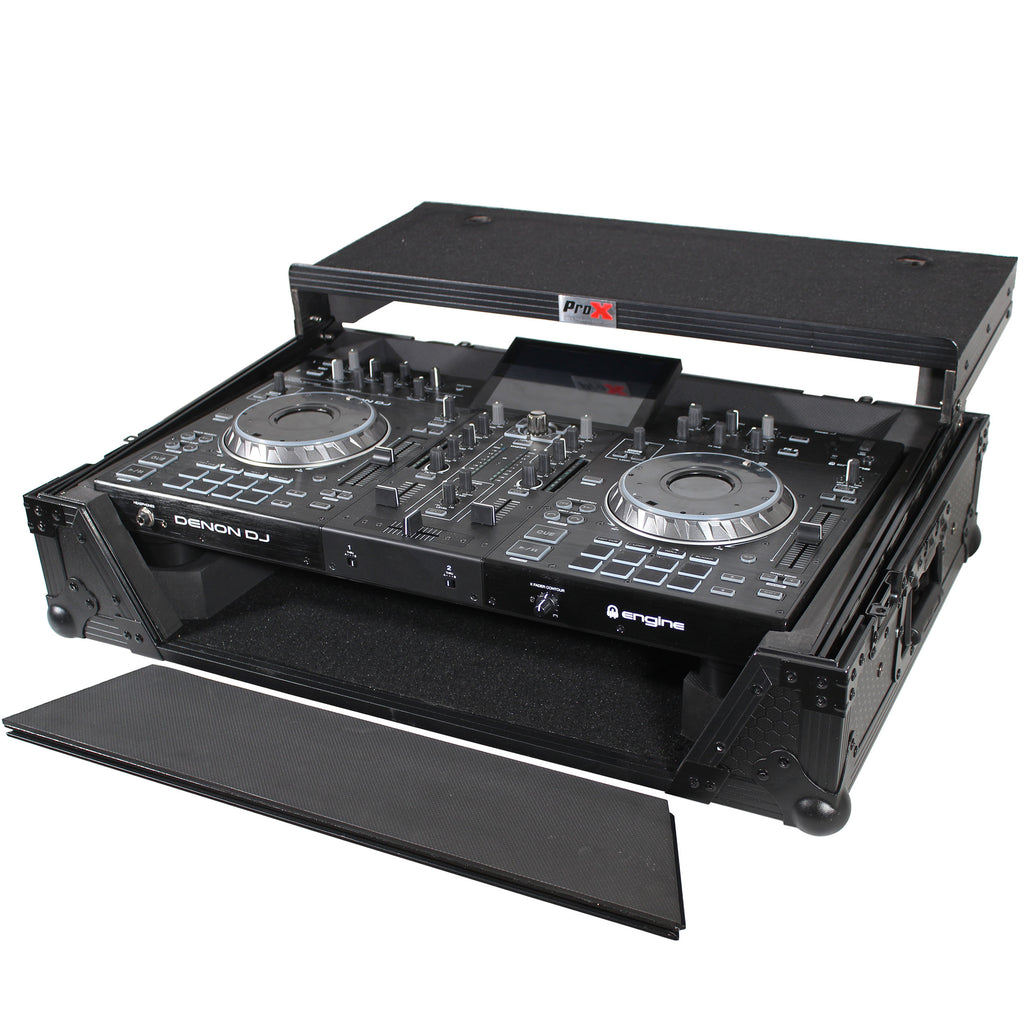 ATA Flight Case For Denon PRIME 2 DJ Controller with Laptop Shelf 1U Rack Space - Black