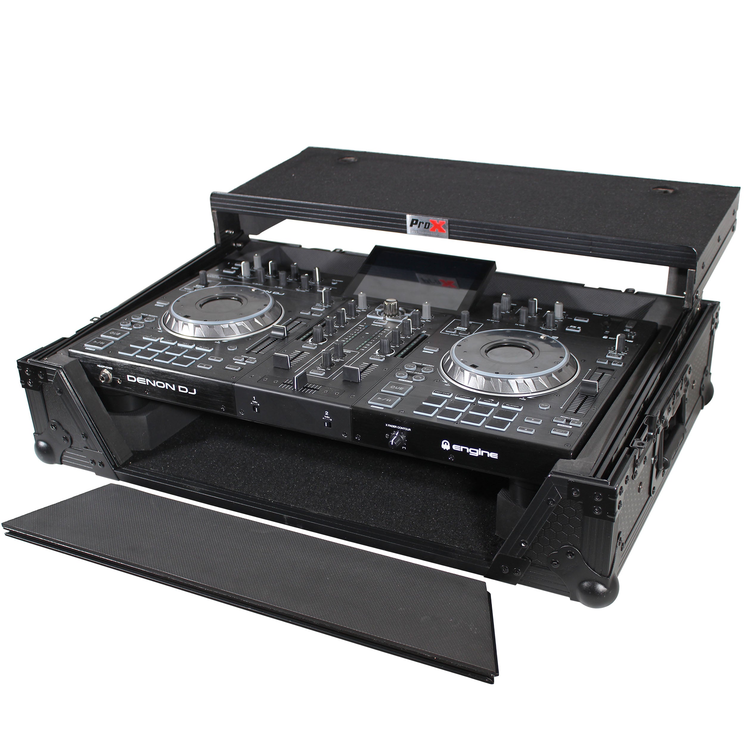 ATA Flight Case For Denon PRIME 2 DJ Controller with Laptop Shelf 1U Rack Space - Black