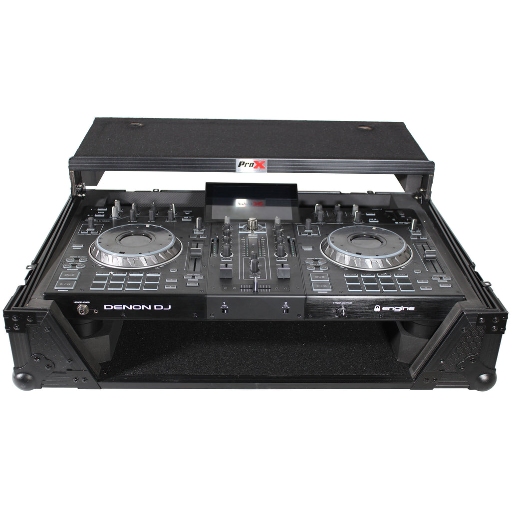 ATA Flight Case For Denon PRIME 2 DJ Controller with Laptop Shelf 1U Rack Space - Black