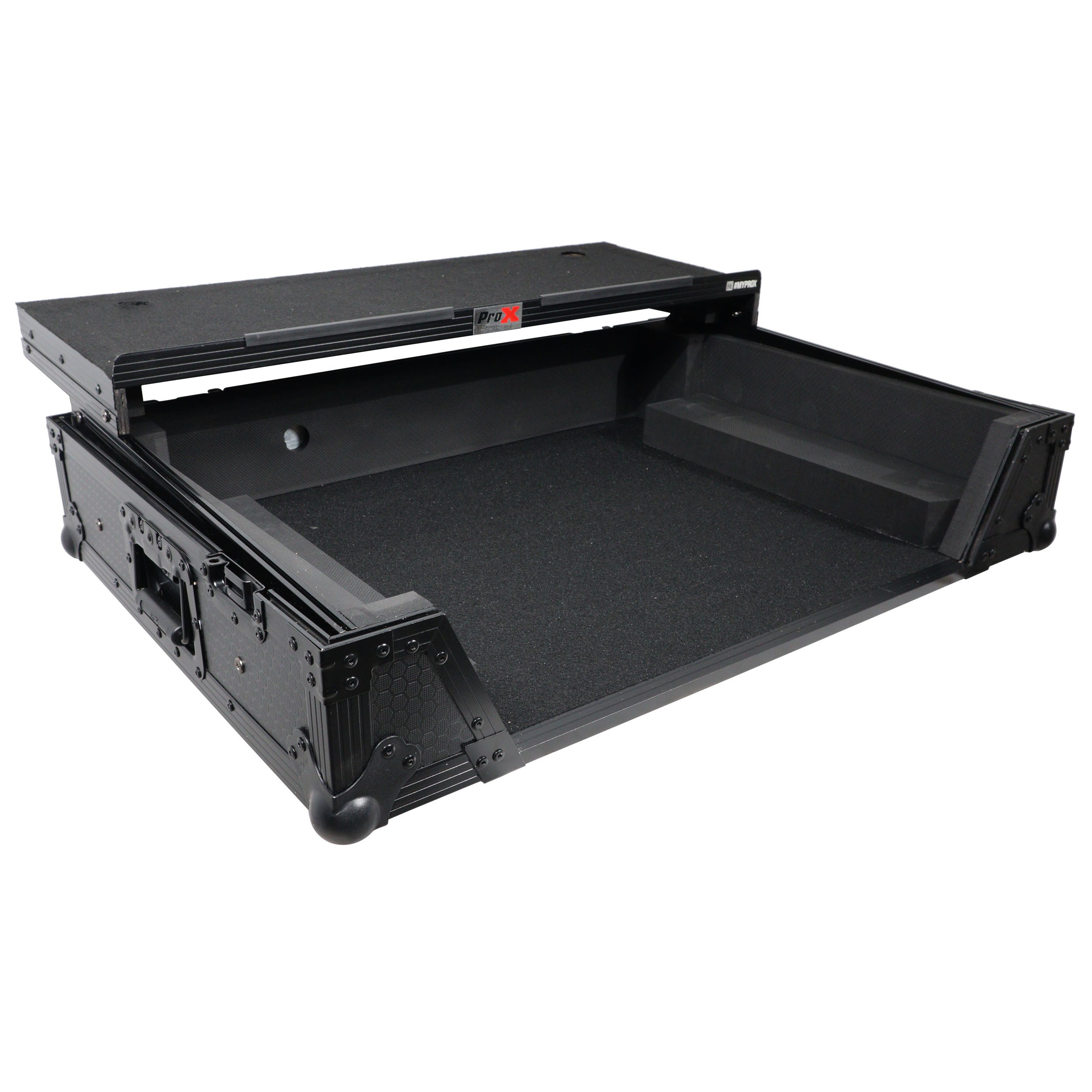 ATA Flight Case For Denon PRIME 4 MK2 DJ Controller with Laptop Shelf 1U Rack Space and Wheels - Black