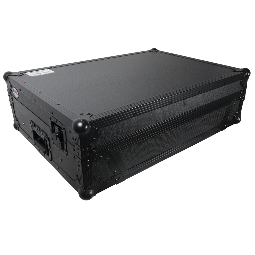 ATA Flight Case For Denon PRIME 4 MK2 DJ Controller with Laptop Shelf 1U Rack Space and Wheels - Black