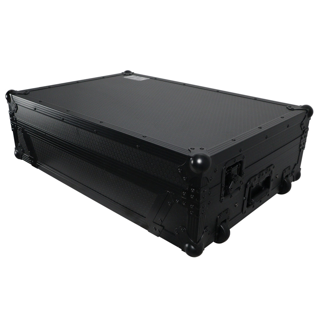 ATA Flight Case For Denon PRIME 4 MK2 DJ Controller with Laptop Shelf 1U Rack Space and Wheels - Black