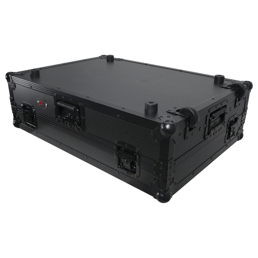 ATA Flight Case For Denon PRIME 4 MK2 DJ Controller with Laptop Shelf 1U Rack Space and Wheels - Black