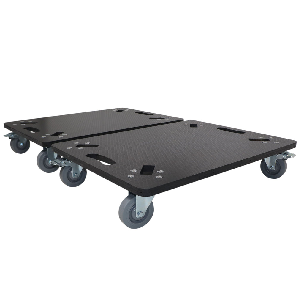 Set of 2 Caster Boards with 4" Industrial Grade Caster Wheels for Cases Truss Block Speakers Heavy Equipment