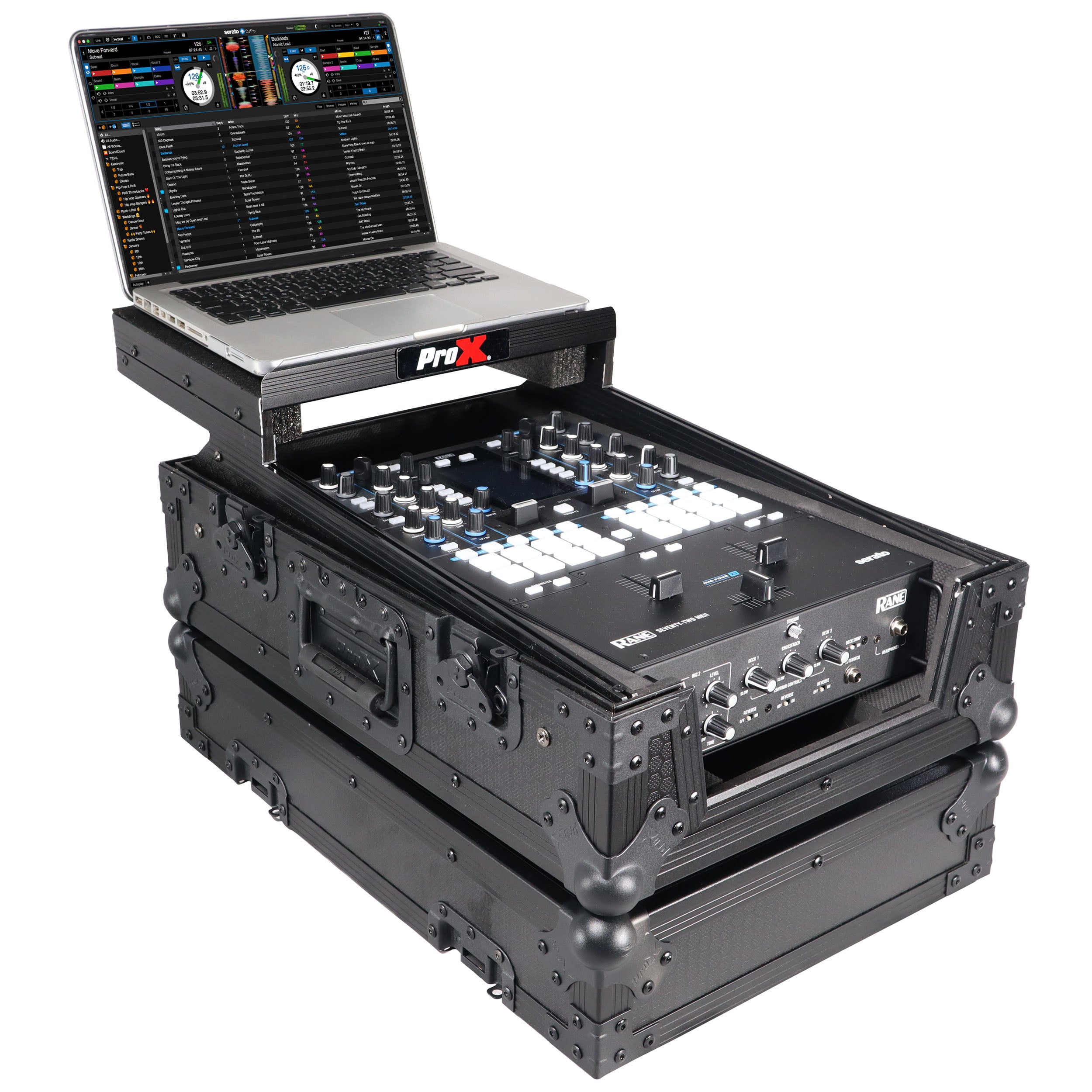 11" DJ Mixer Road Case W/Laptop Shelf for Rane Seventy-Two 72 and Rane Seventy (Black on Black)