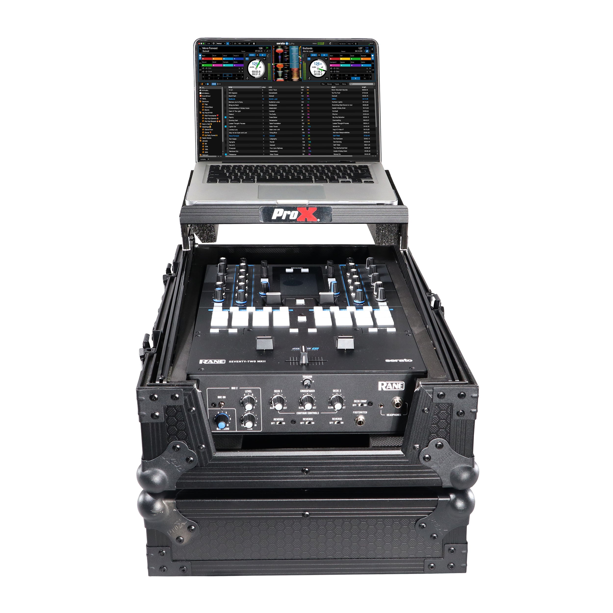 11" DJ Mixer Road Case W/Laptop Shelf for Rane Seventy-Two 72 and Rane Seventy (Black on Black)