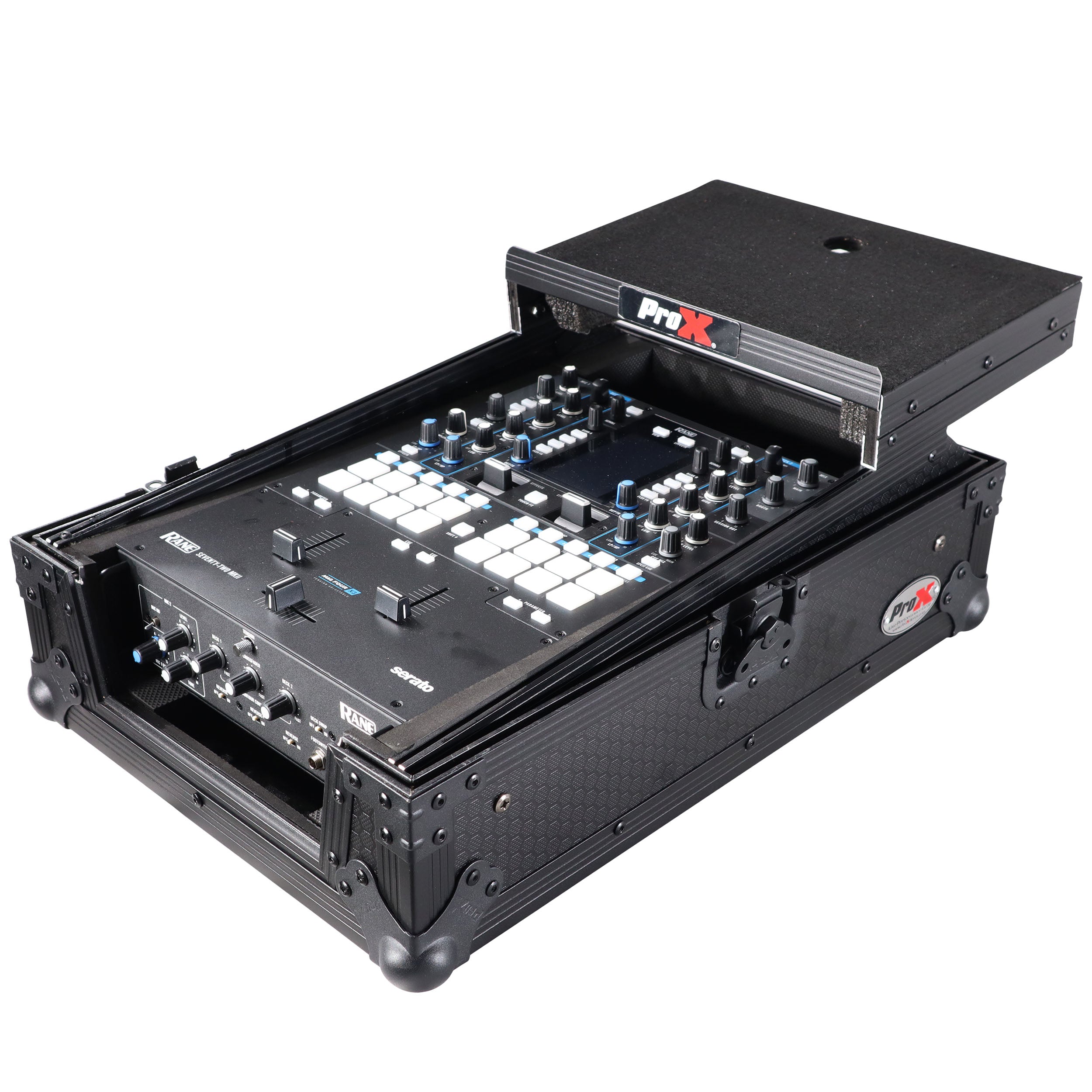 11" DJ Mixer Road Case W/Laptop Shelf for Rane Seventy-Two 72 and Rane Seventy (Black on Black)