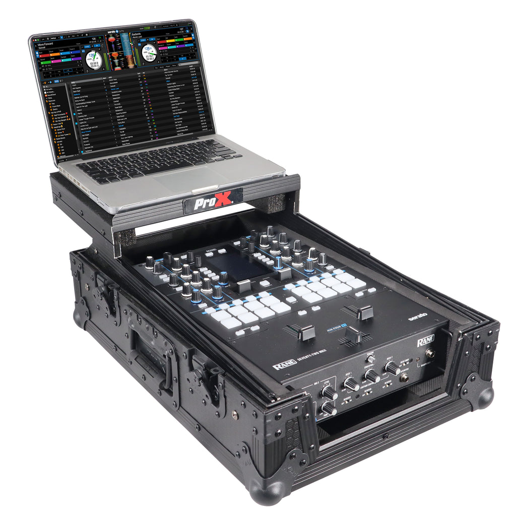 11" DJ Mixer Road Case W/Laptop Shelf for Rane Seventy-Two 72 and Rane Seventy (Black on Black)