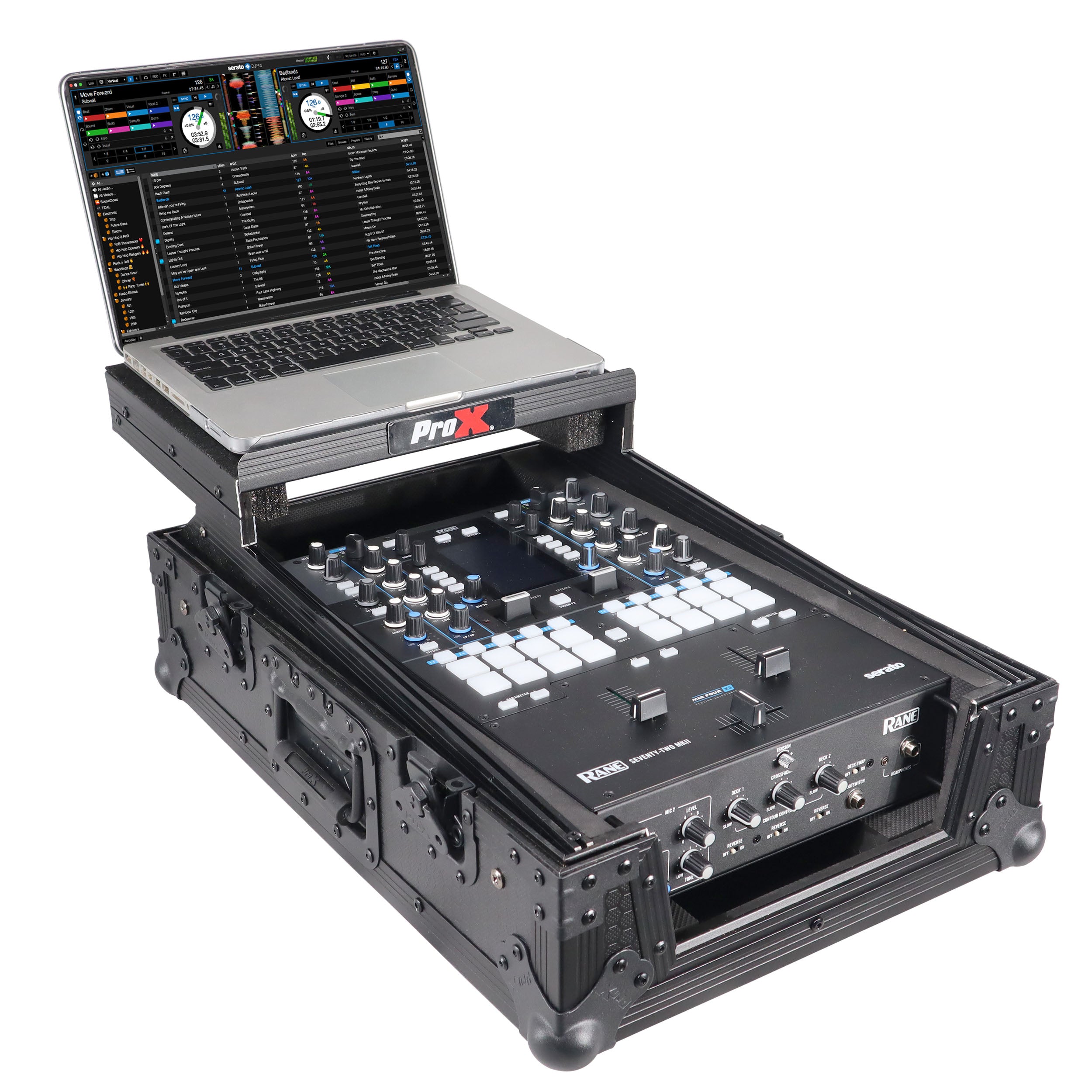 11" DJ Mixer Road Case W/Laptop Shelf for Rane Seventy-Two 72 and Rane Seventy (Black on Black)