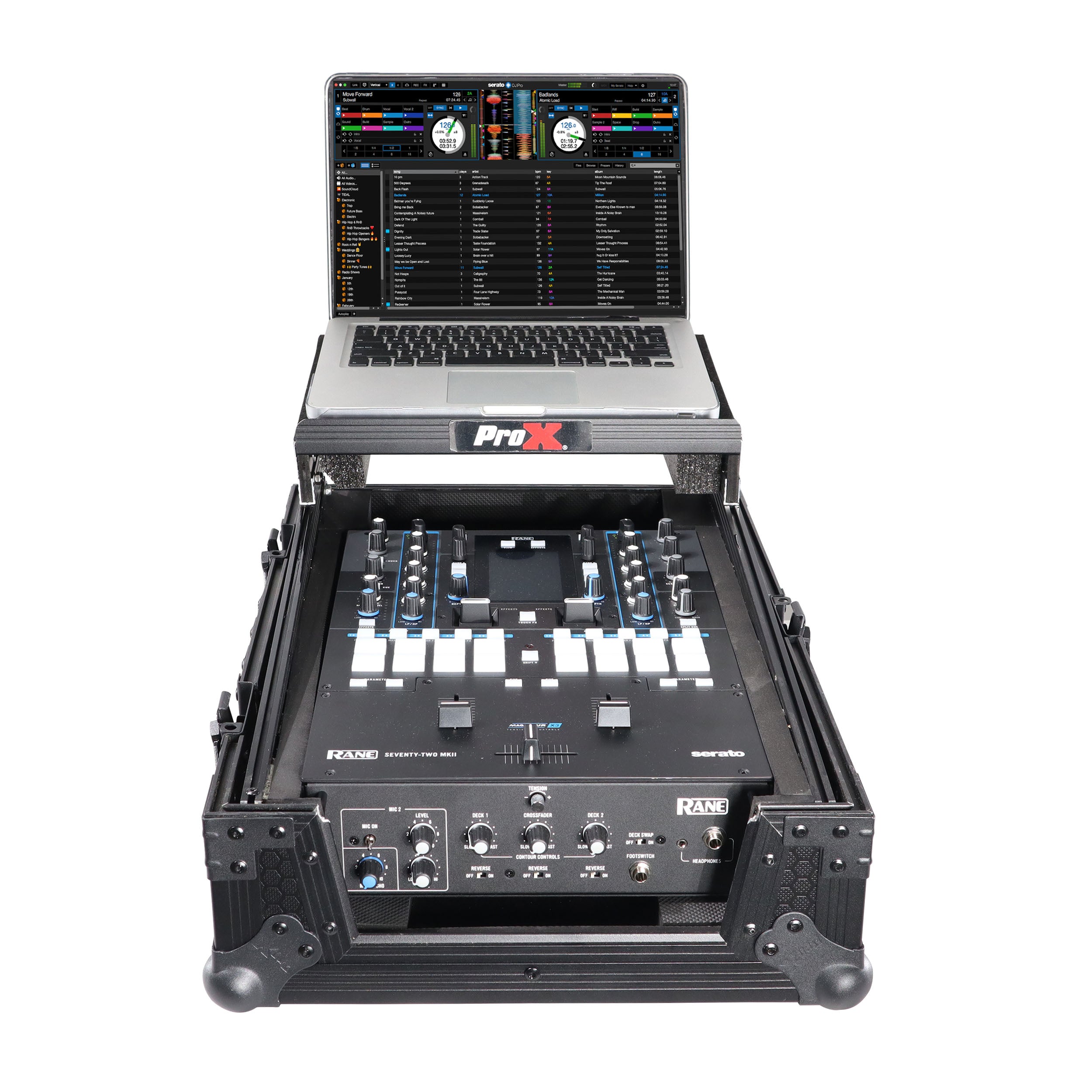 11" DJ Mixer Road Case W/Laptop Shelf for Rane Seventy-Two 72 and Rane Seventy (Black on Black)