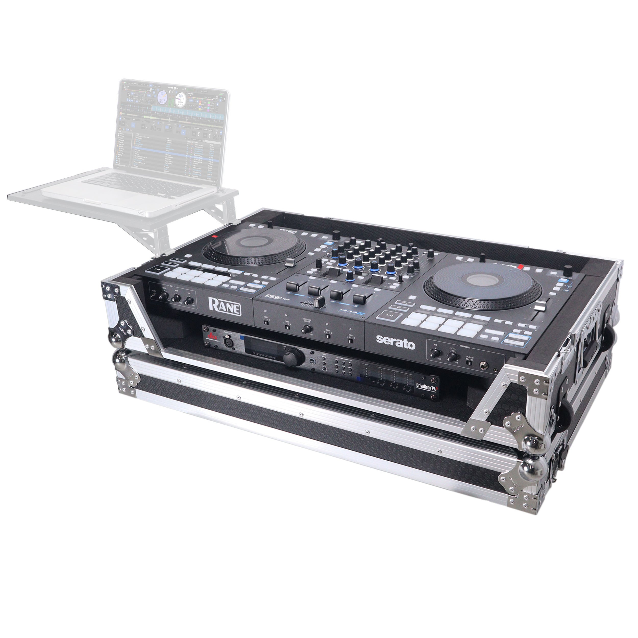 ATA Flight Style Road Case For RANE Four or RANE Performer DJ Controller with 1U Rack Space and Wheels