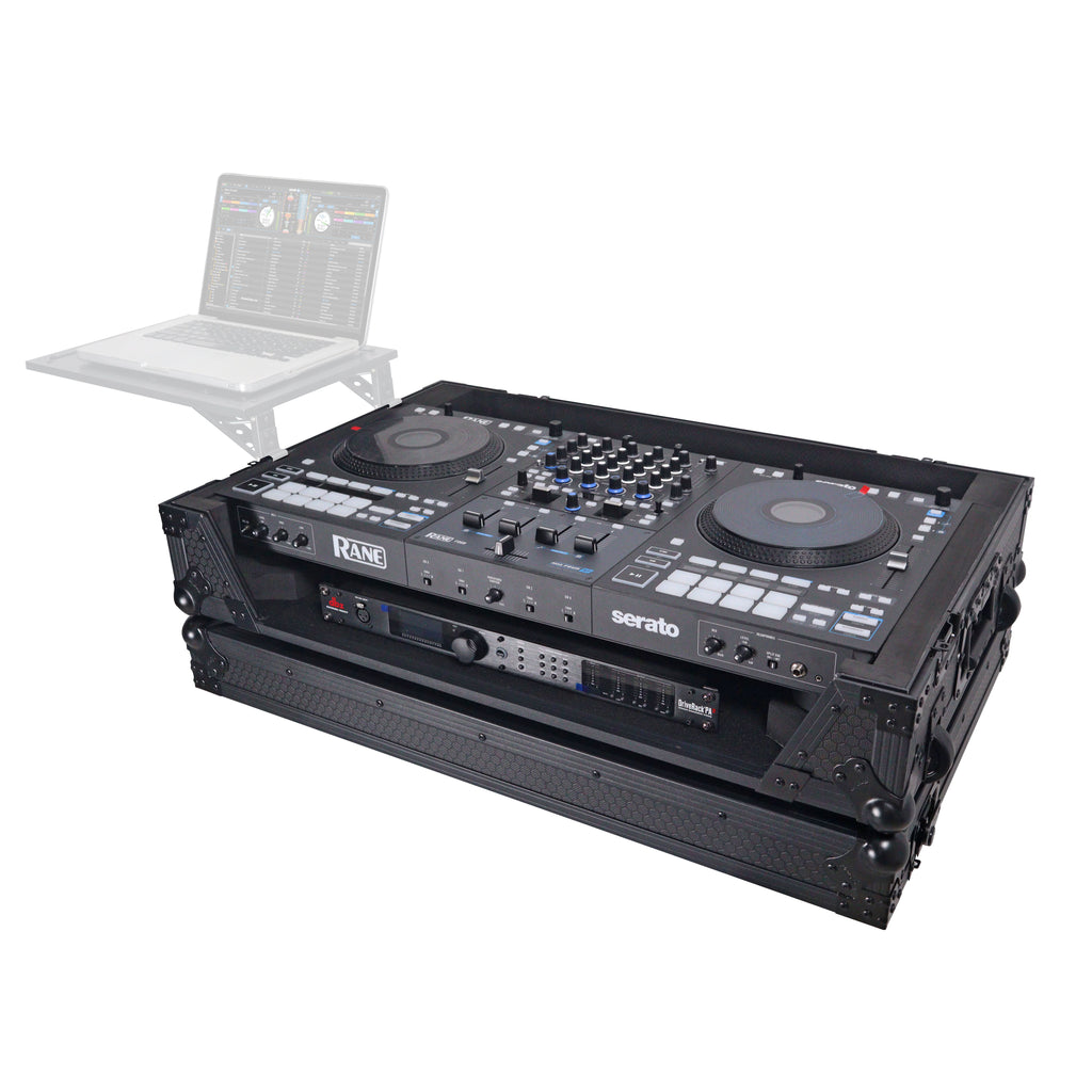 ATA Flight Style Road Case For RANE Four or RANE Performer DJ Controller with 1U Rack Space and Wheels - Black Finish