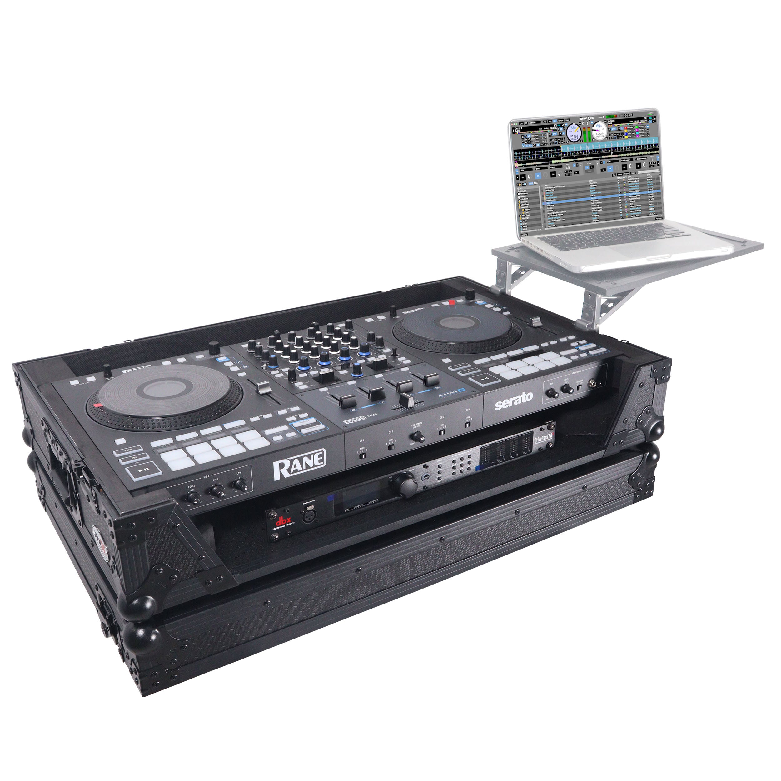 ATA Flight Style Road Case For RANE Four or RANE Performer DJ Controller with 1U Rack Space and Wheels - Black Finish
