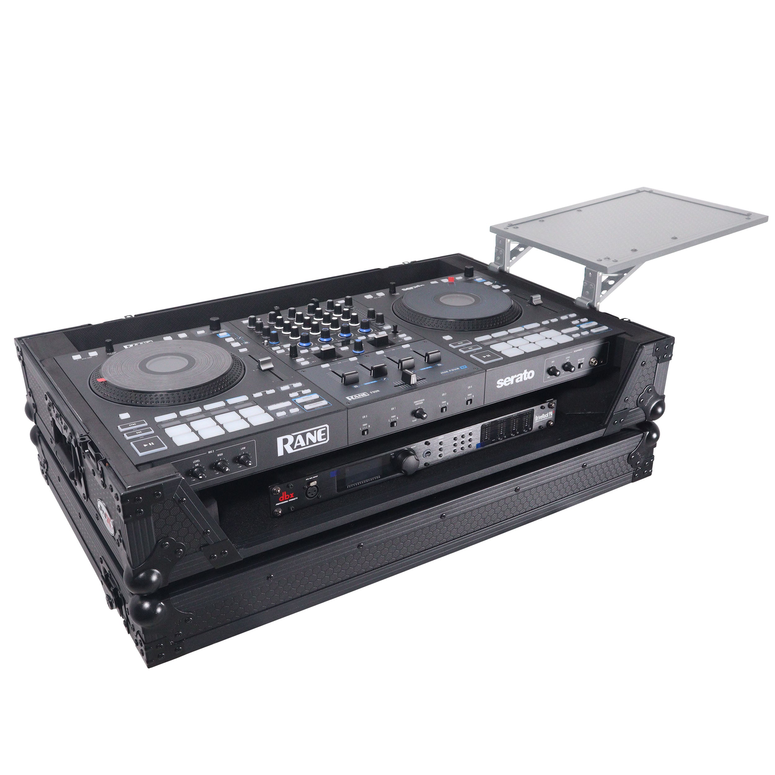 ATA Flight Style Road Case For RANE Four or RANE Performer DJ Controller with 1U Rack Space and Wheels - Black Finish