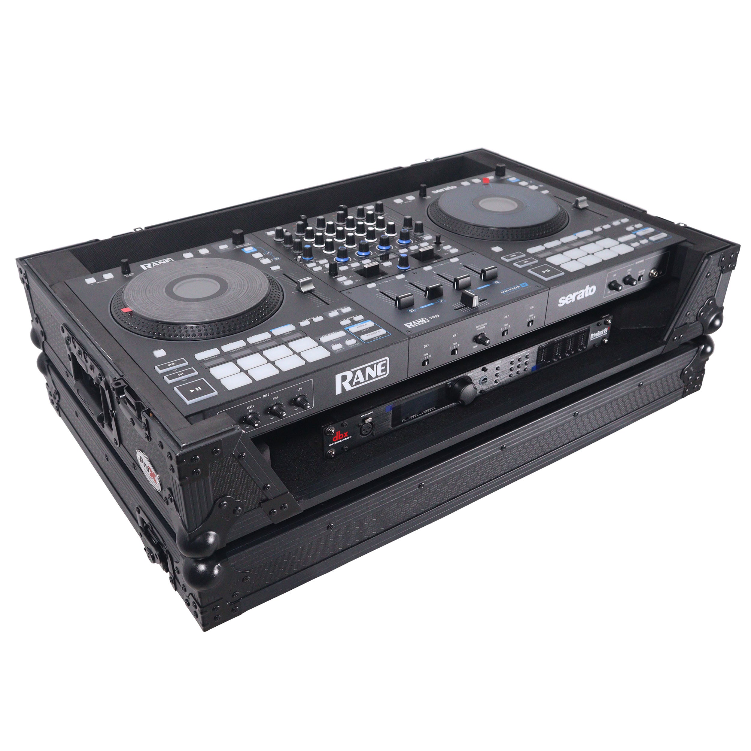 ATA Flight Style Road Case For RANE Four or RANE Performer DJ Controller with 1U Rack Space and Wheels - Black Finish