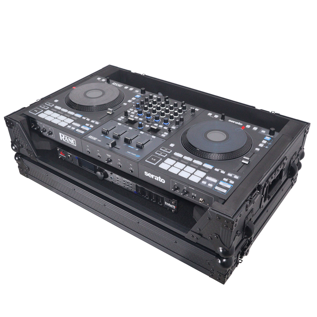 ATA Flight Style Road Case For RANE Four or RANE Performer DJ Controller with 1U Rack Space and Wheels - Black Finish
