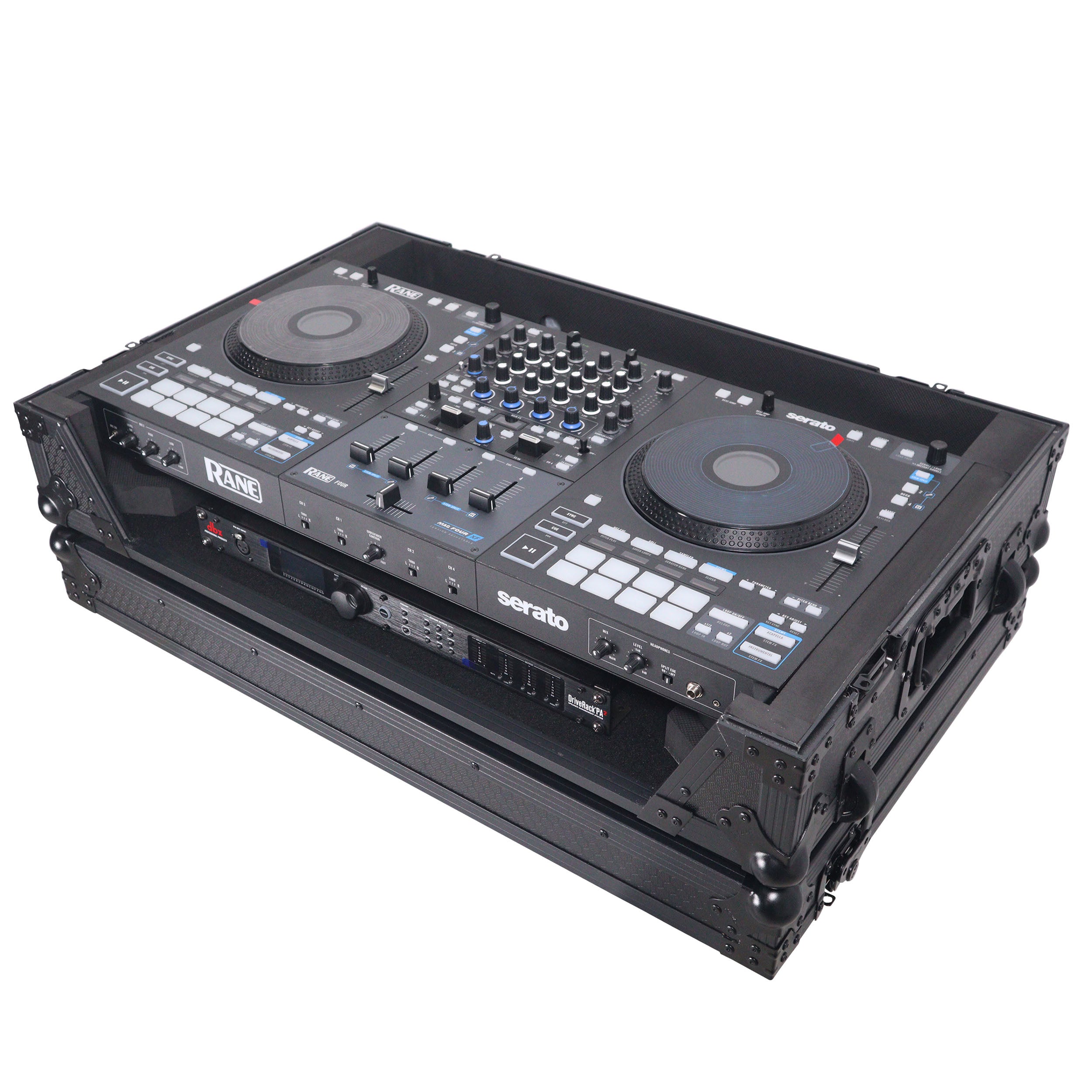 ATA Flight Style Road Case For RANE Four or RANE Performer DJ Controller with 1U Rack Space and Wheels - Black Finish