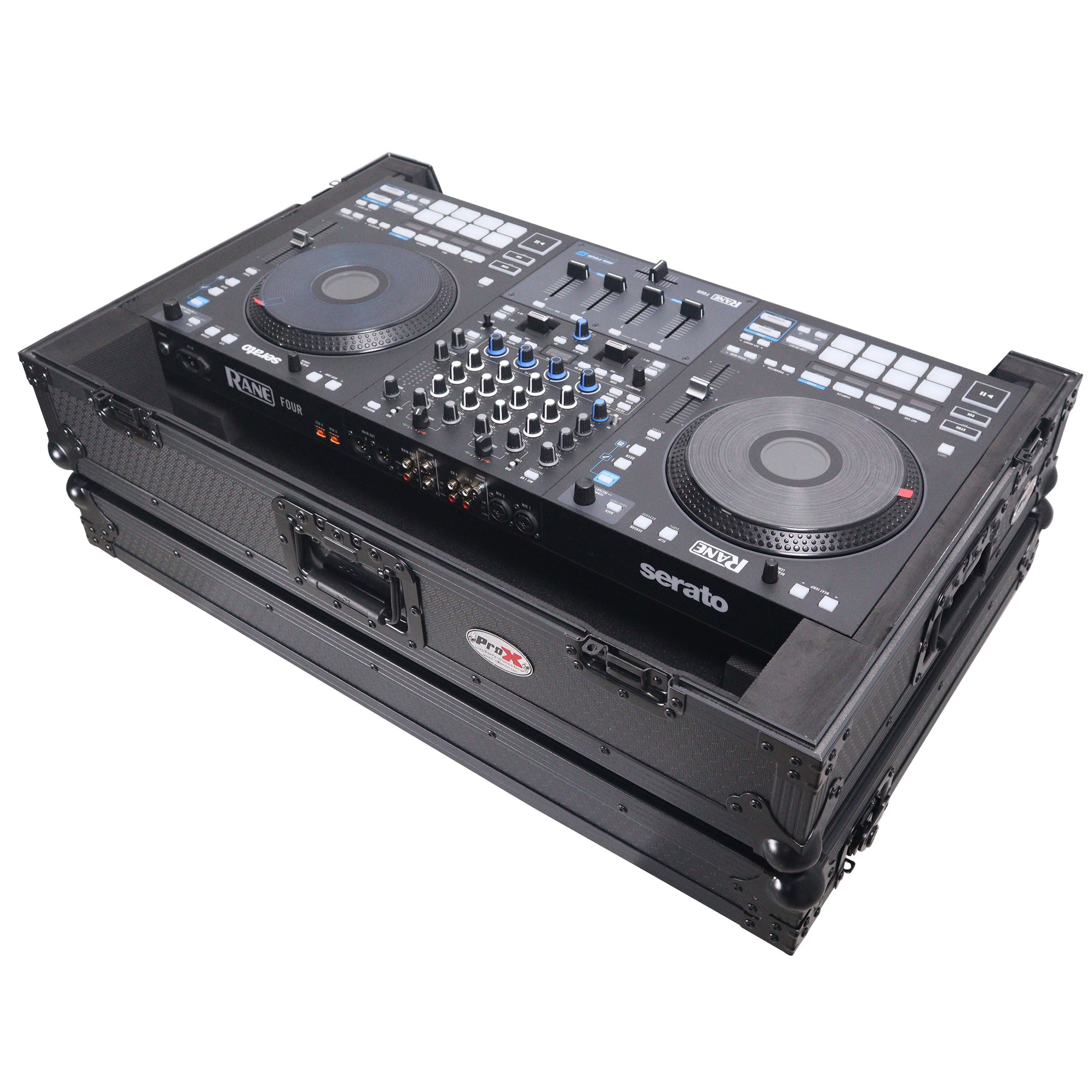 ATA Flight Style Road Case For RANE Four or RANE Performer DJ Controller with 1U Rack Space and Wheels - Black Finish