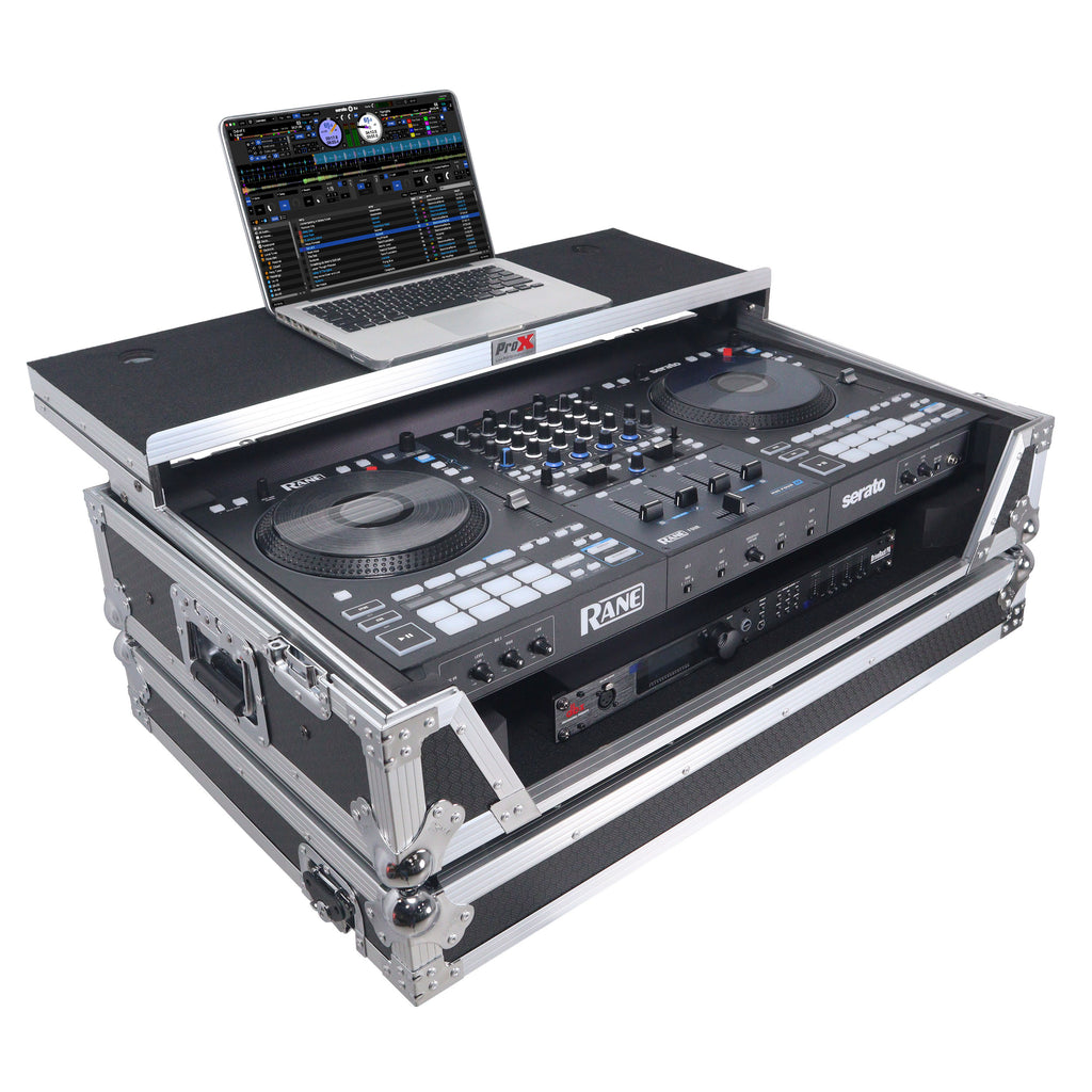 ATA Flight Style Road Case For RANE Four or RANE Performer DJ Controller with Laptop Shelf 1U Rack Space and Wheels