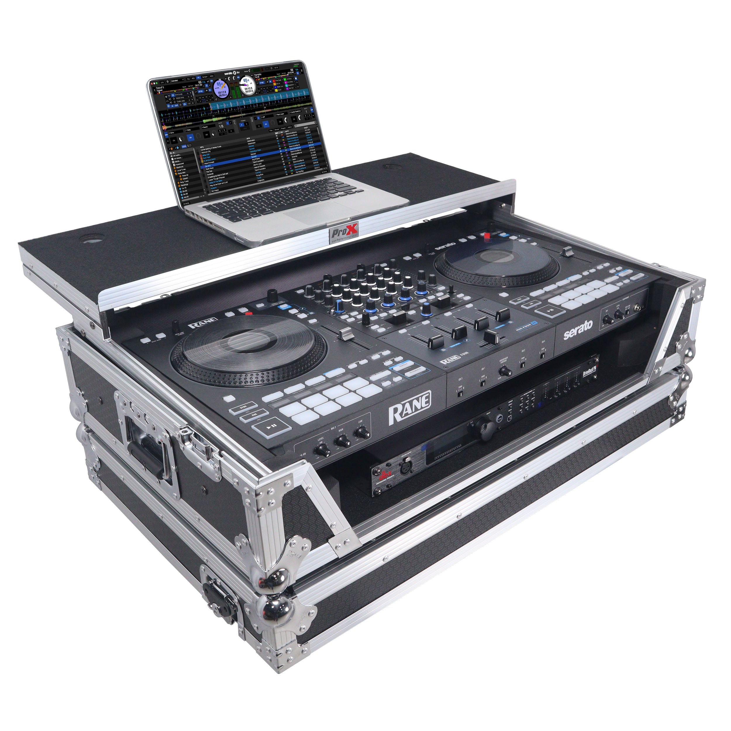 ATA Flight Style Road Case For RANE Four or RANE Performer DJ Controller with Laptop Shelf 1U Rack Space and Wheels
