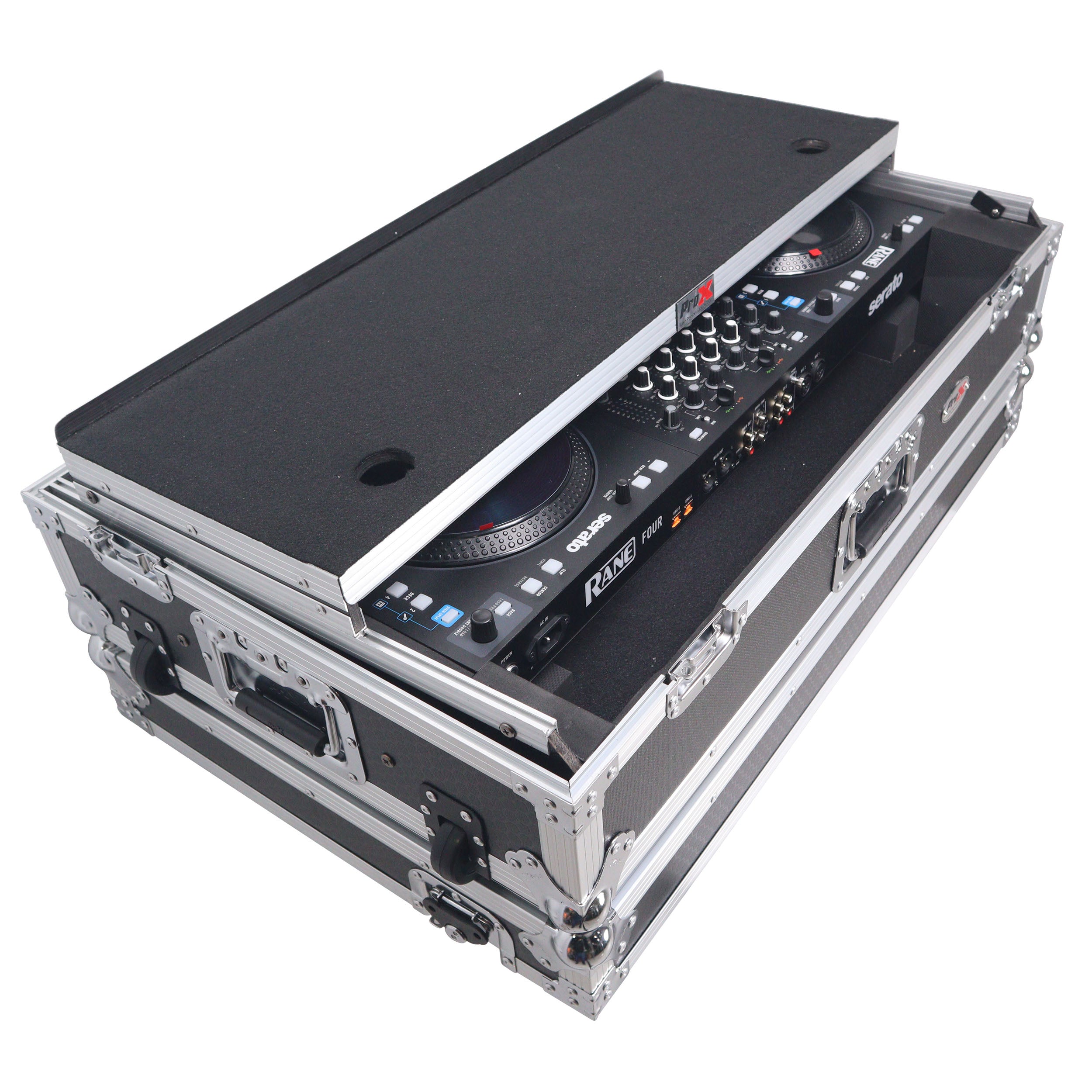 ATA Flight Style Road Case For RANE Four or RANE Performer DJ Controller with Laptop Shelf 1U Rack Space and Wheels