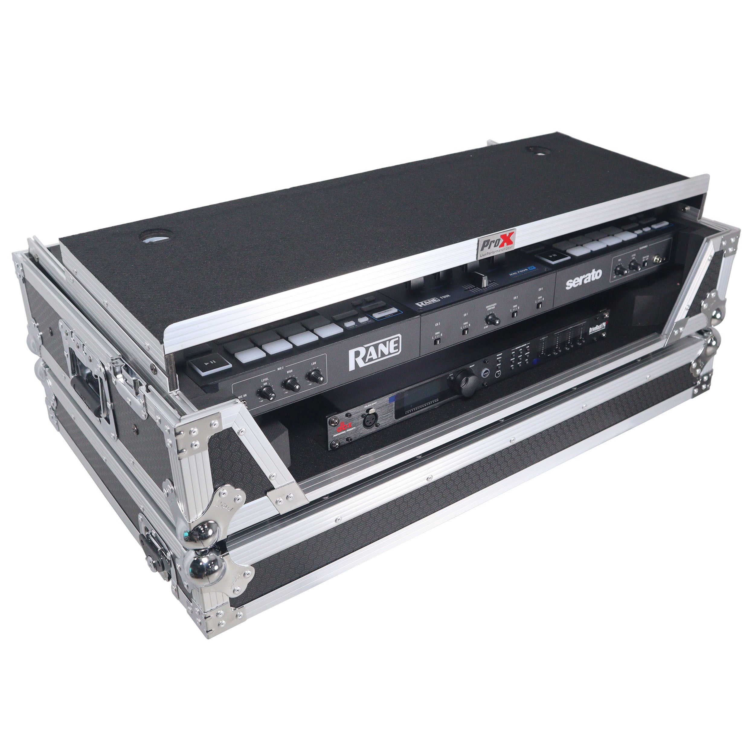ATA Flight Style Road Case For RANE Four or RANE Performer DJ Controller with Laptop Shelf 1U Rack Space and Wheels