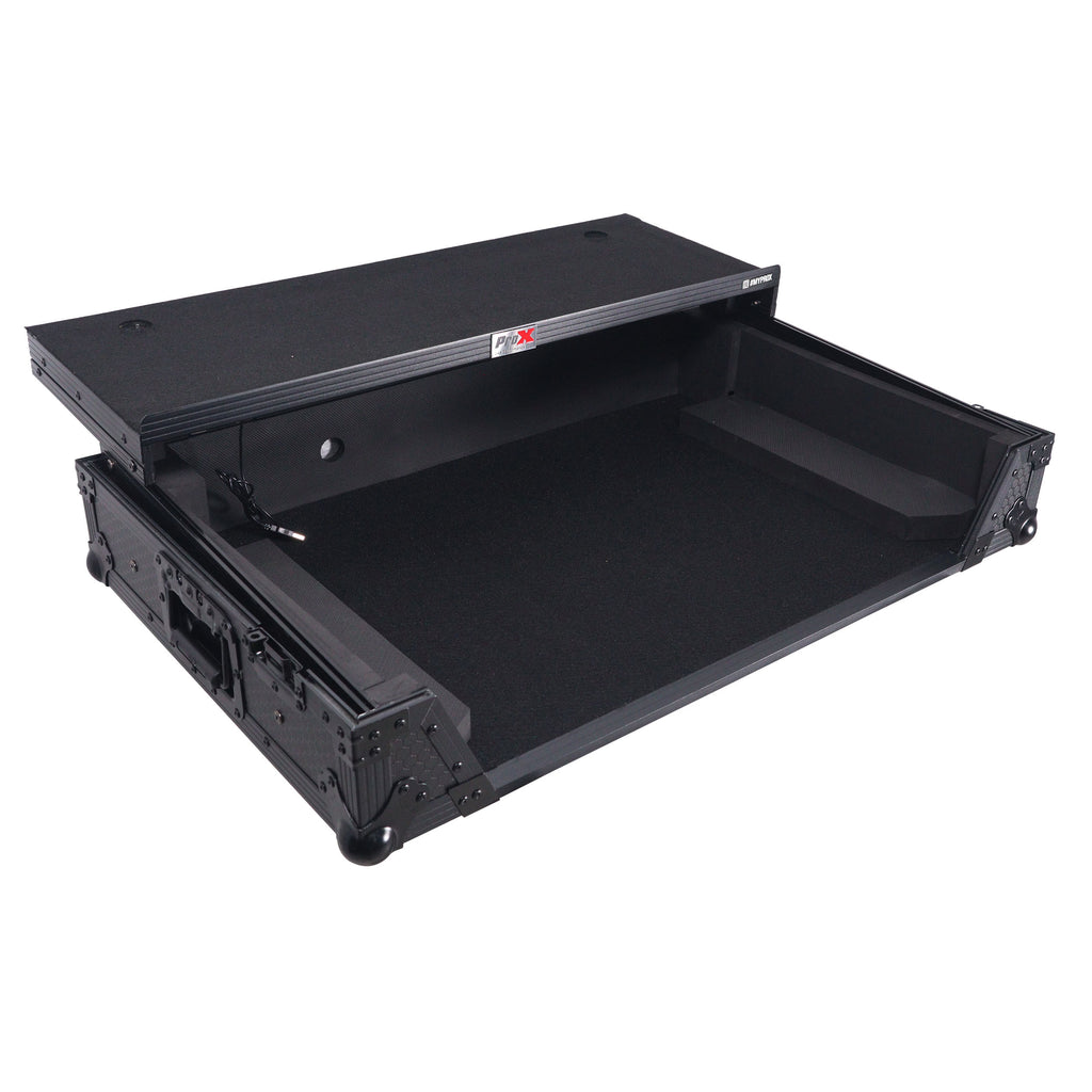 ATA Flight Style Road Case For RANE Four or RANE Performer DJ Controller with Laptop Shelf 1U Rack Space LED and Wheels  - Black
