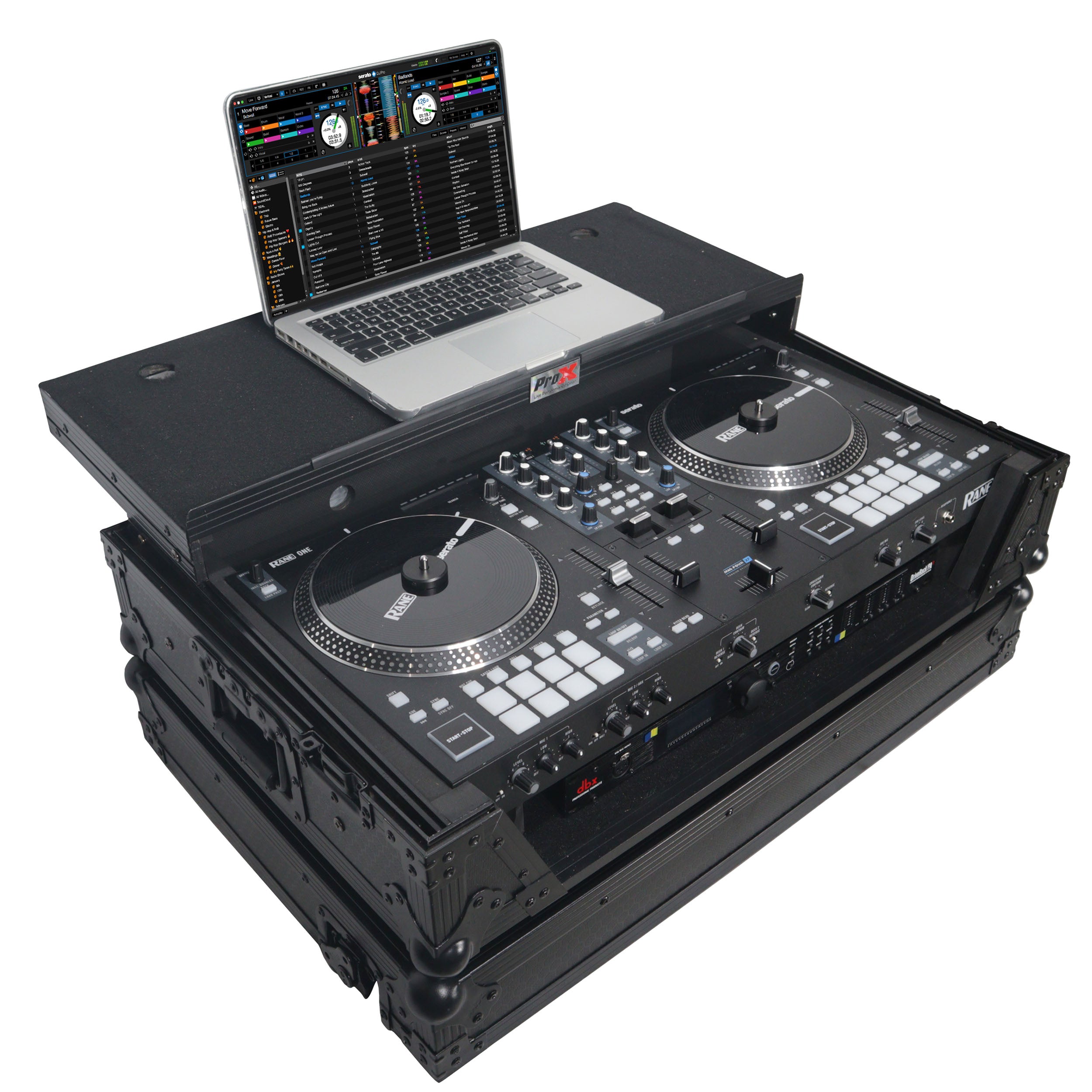 Flight Case For RANE ONE Dj Controller W-Sliding Laptop Shelf & Wheels| Black on Black
