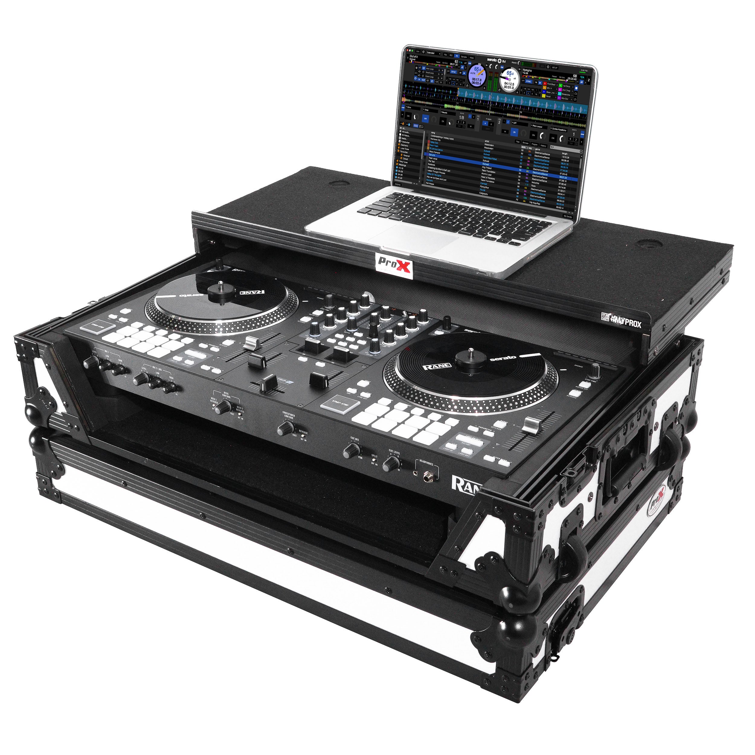 ATA Style Road Case For Rane ONE DJ Controller Limited Edition White Black w/ Sliding Laptop Shelf and Wheels