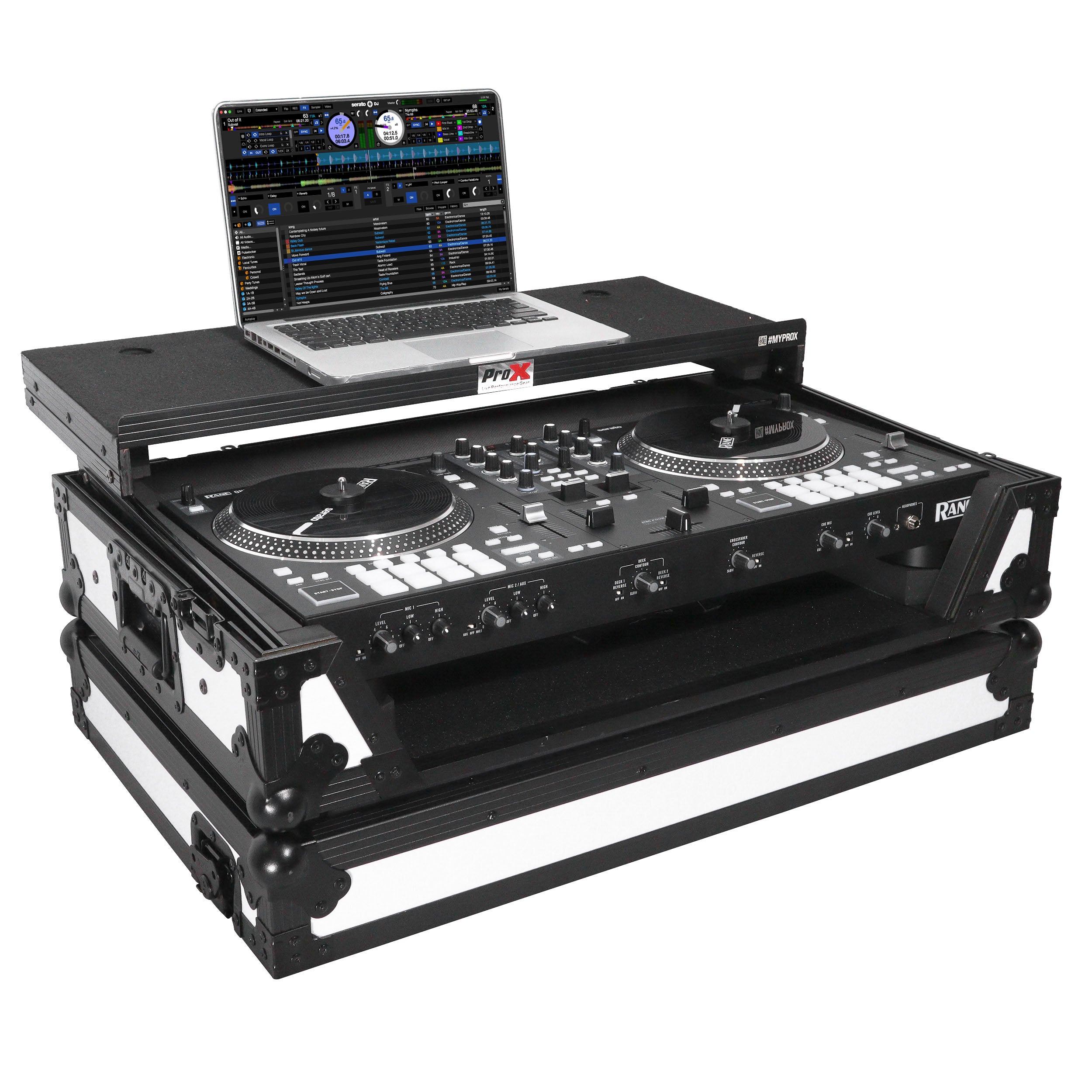 ATA Style Road Case For Rane ONE DJ Controller Limited Edition White Black w/ Sliding Laptop Shelf and Wheels