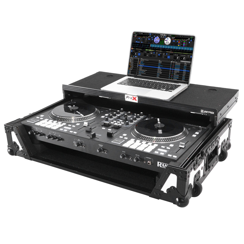 ATA Style Road Case For Rane ONE DJ Controller Limited Edition White Black w/ Sliding Laptop Shelf and Wheels