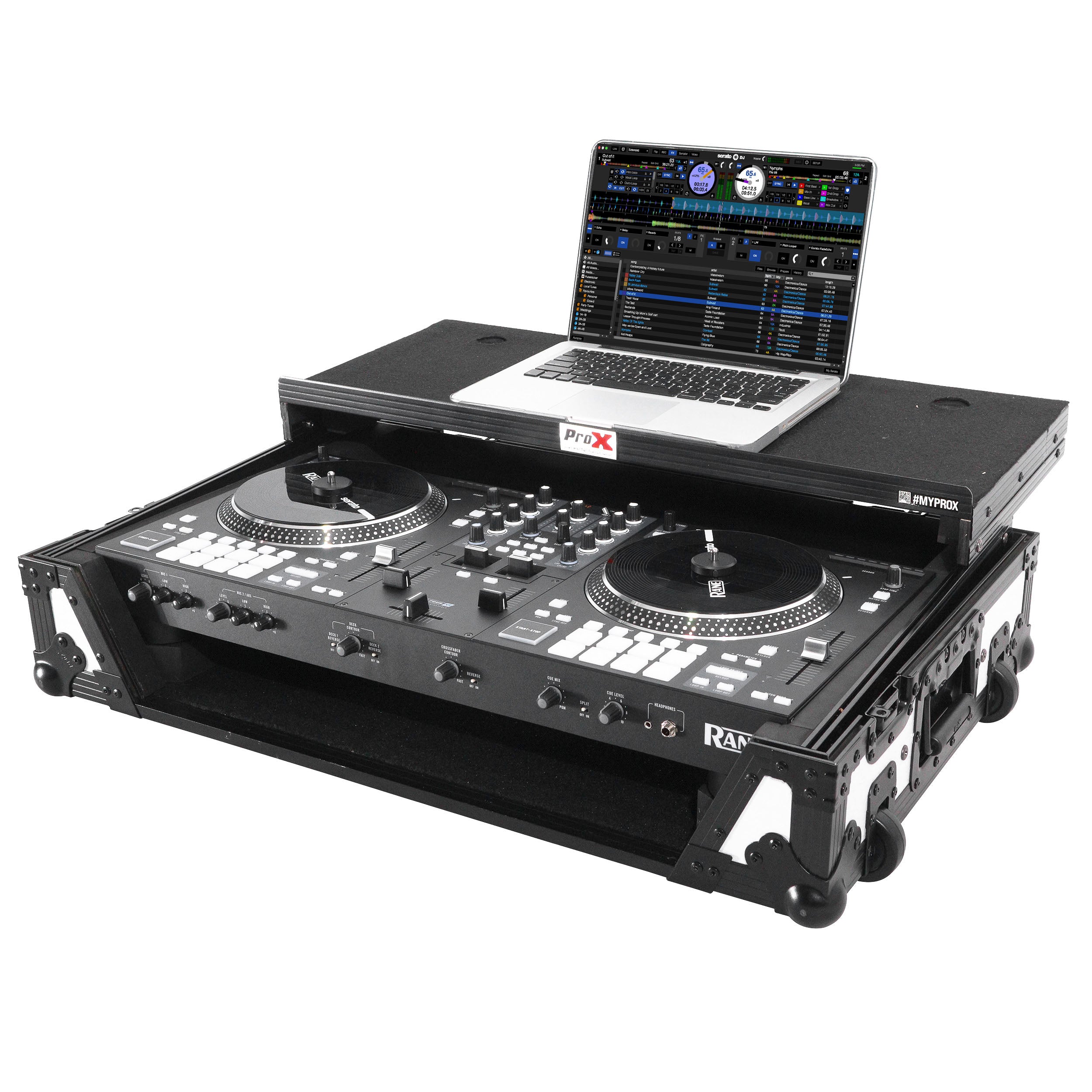 ATA Style Road Case For Rane ONE DJ Controller Limited Edition White Black w/ Sliding Laptop Shelf and Wheels