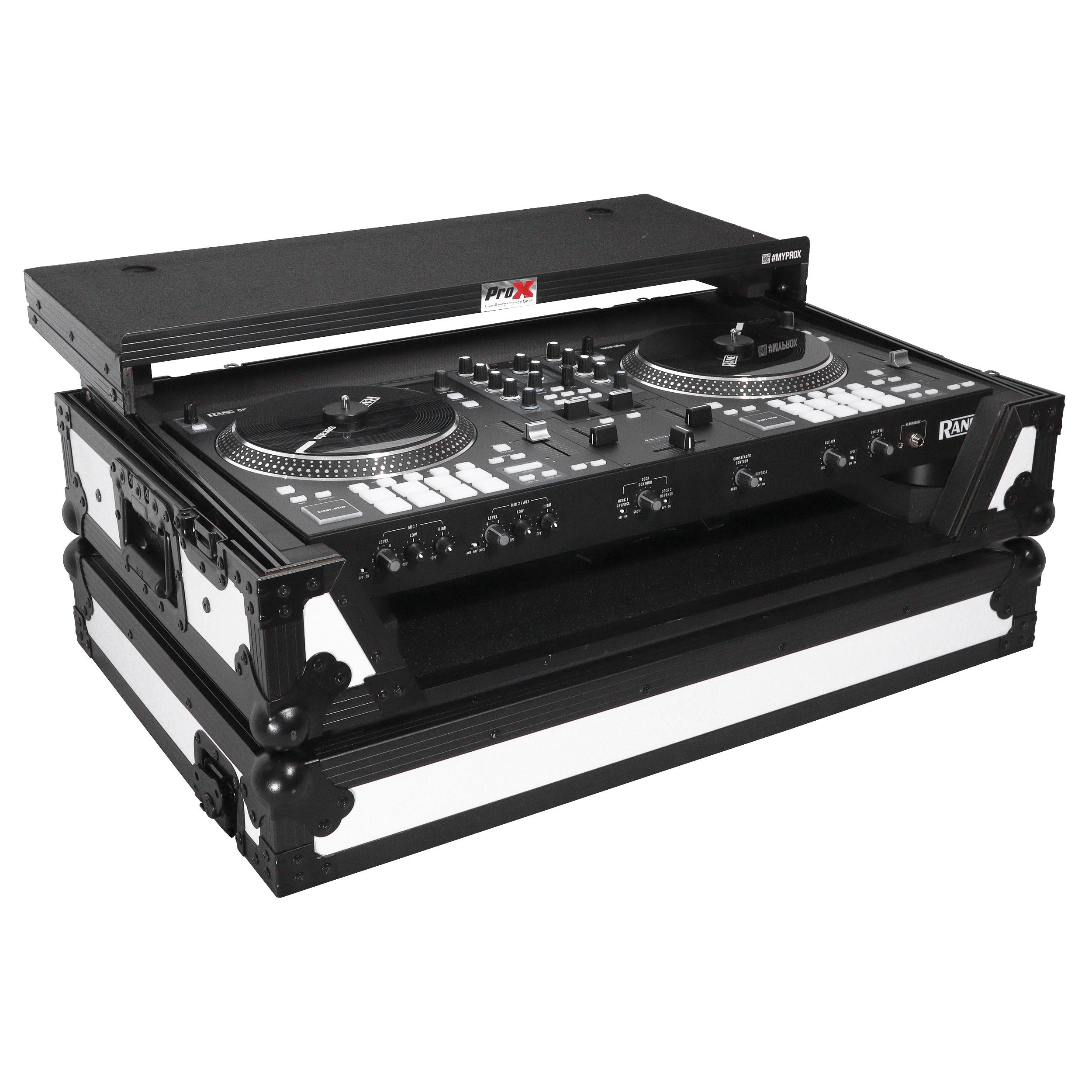 ATA Style Road Case For Rane ONE DJ Controller Limited Edition White Black w/ Sliding Laptop Shelf and Wheels