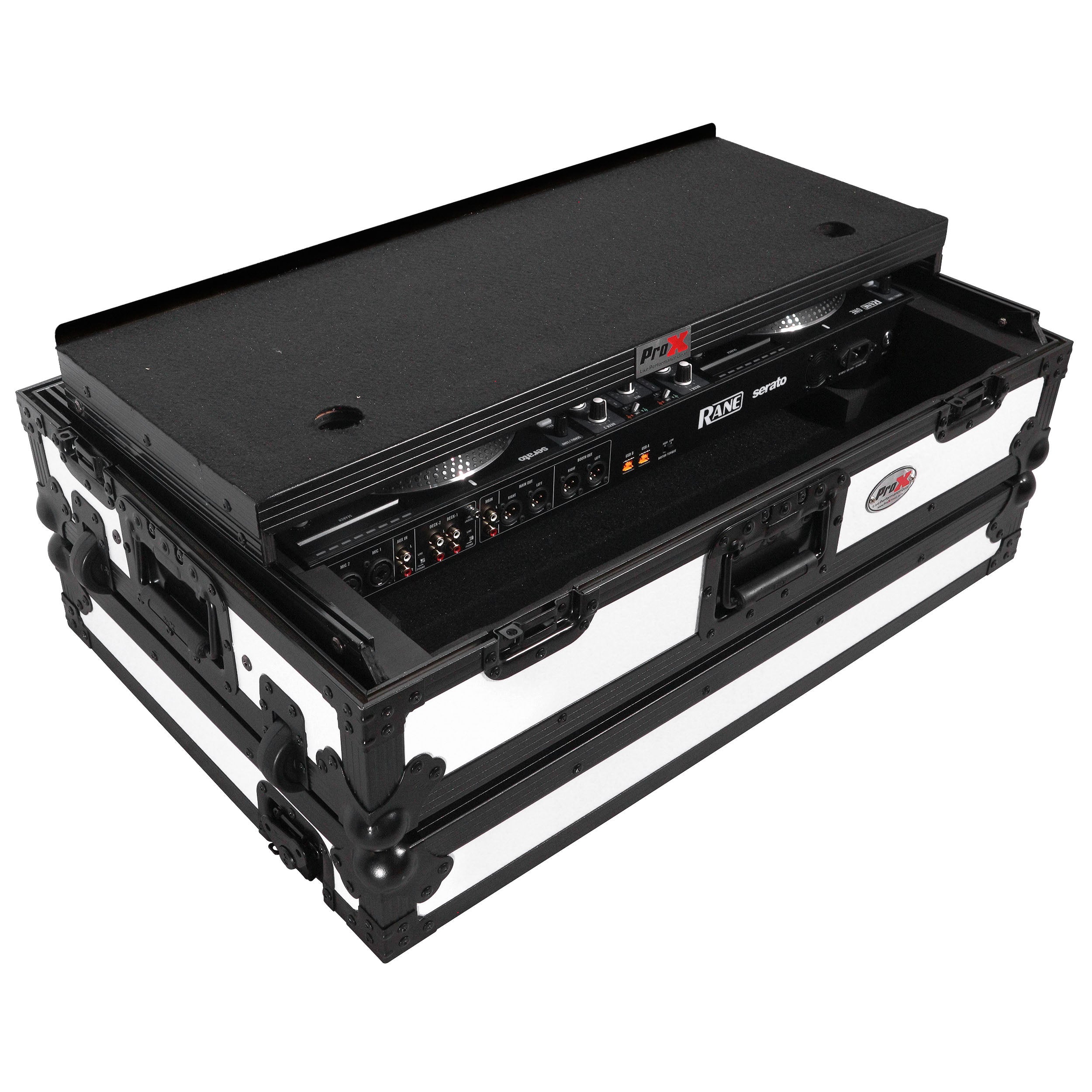 ATA Style Road Case For Rane ONE DJ Controller Limited Edition White Black w/ Sliding Laptop Shelf and Wheels