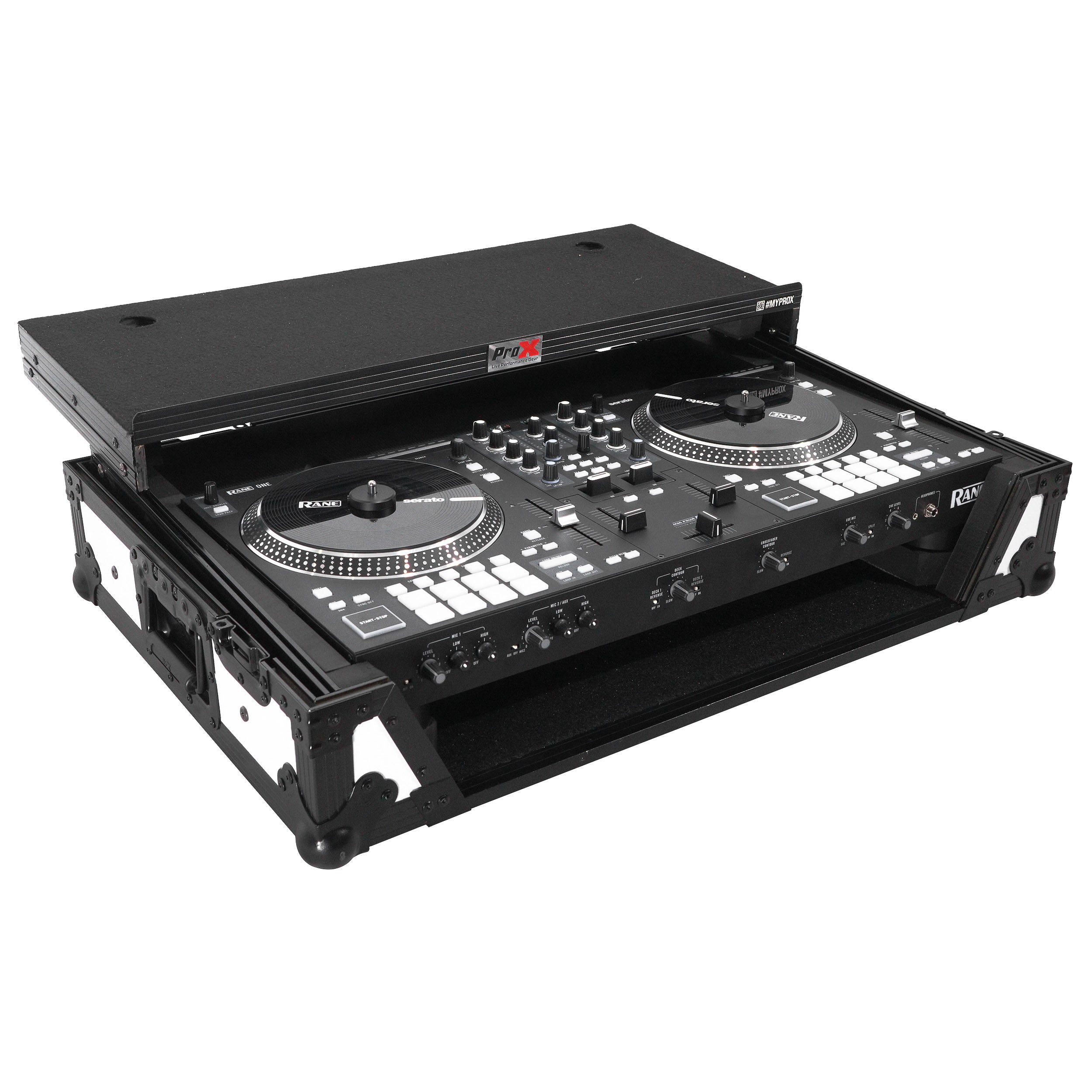 ATA Style Road Case For Rane ONE DJ Controller Limited Edition White Black w/ Sliding Laptop Shelf and Wheels