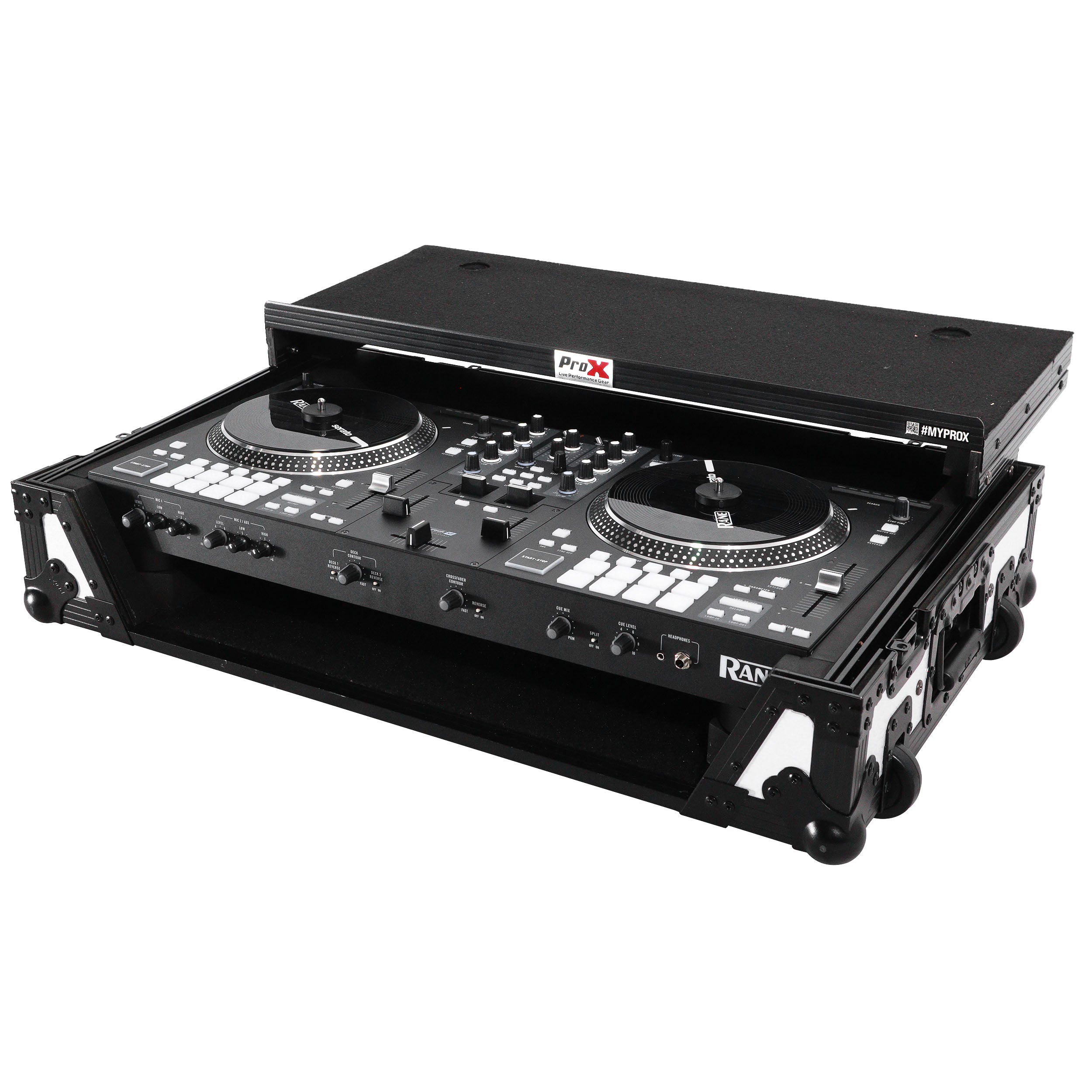 ATA Style Road Case For Rane ONE DJ Controller Limited Edition White Black w/ Sliding Laptop Shelf and Wheels
