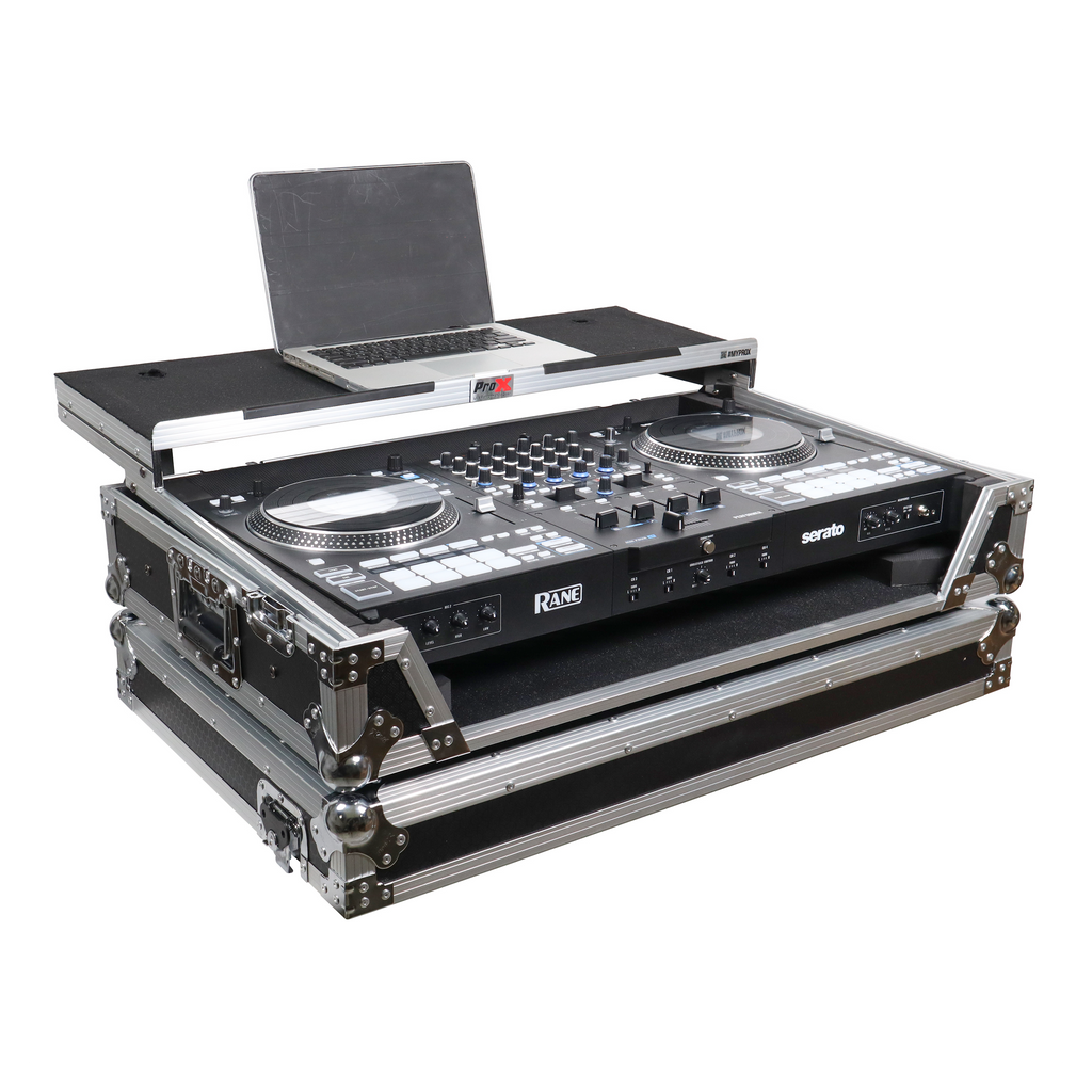 ATA Flight Style Road Case For RANE Four or RANE Performer DJ Controller with Laptop Shelf 1U Rack Space and Wheels