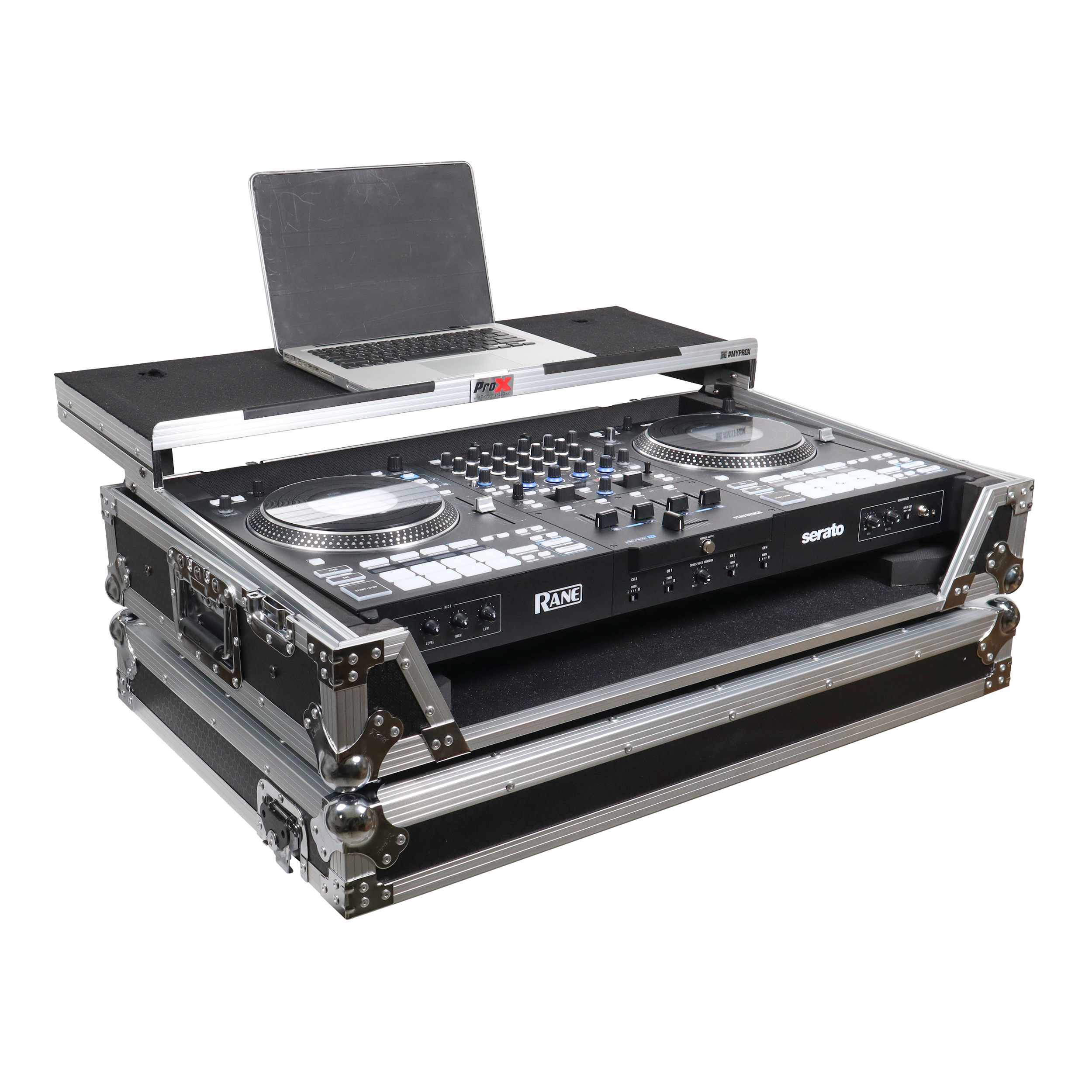 ATA Flight Style Road Case For RANE Four or RANE Performer DJ Controller with Laptop Shelf 1U Rack Space and Wheels