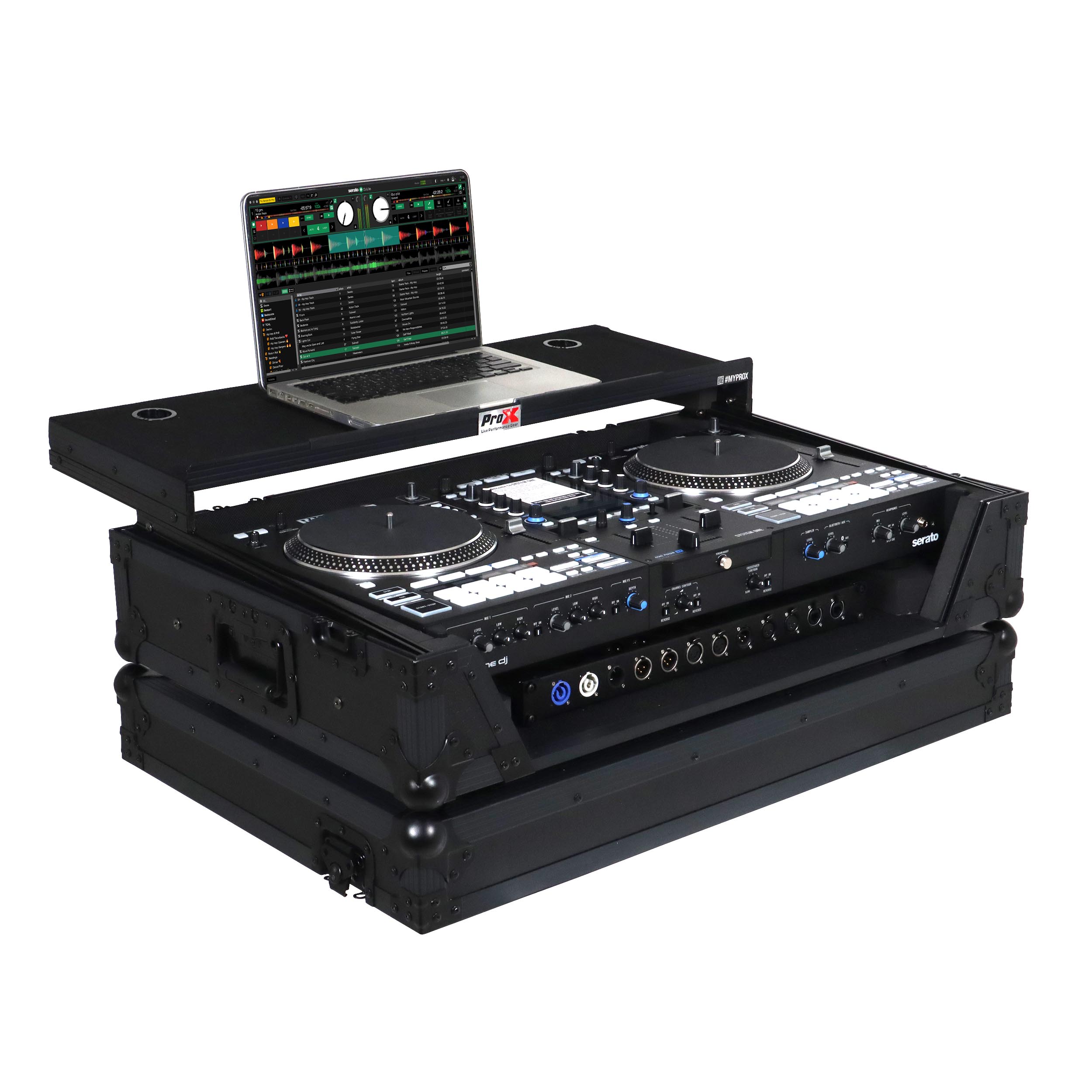 Flight Case For RANE SYSTEM ONE Dj Controller Sliding Laptop Shelf & Wheels Black on Black LED Kit 1U