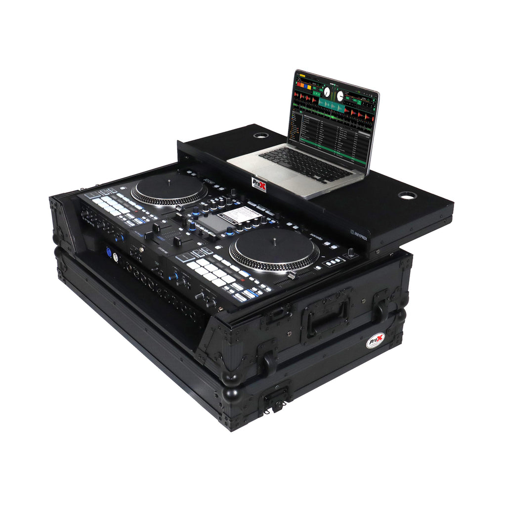 Flight Case For RANE SYSTEM ONE Dj Controller Sliding Laptop Shelf & Wheels Black on Black LED Kit 1U