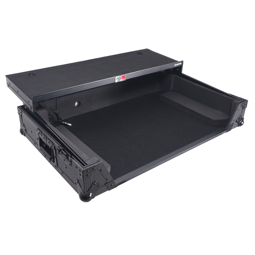 Flight Case For RANE SYSTEM ONE Dj Controller Sliding Laptop Shelf & Wheels Black on Black LED Kit 1U
