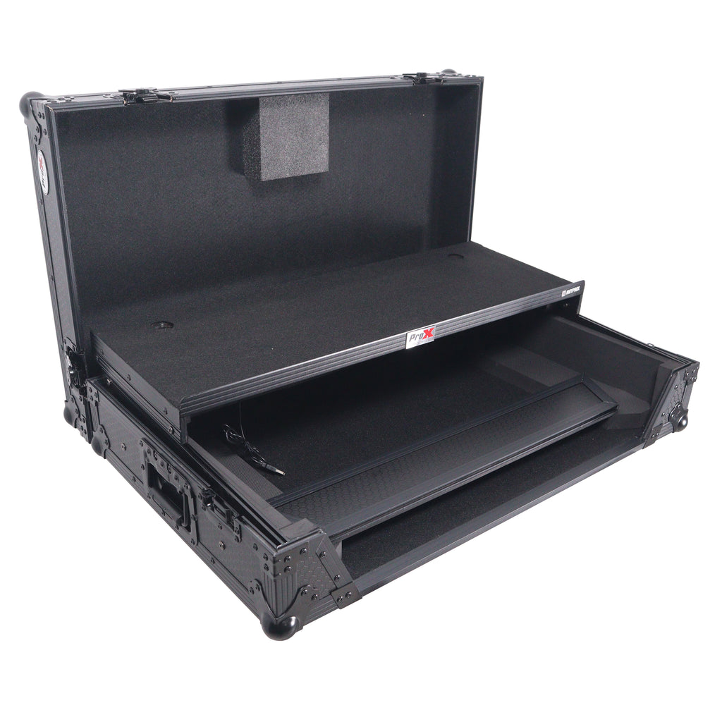 Flight Case For RANE SYSTEM ONE Dj Controller Sliding Laptop Shelf & Wheels Black on Black LED Kit 1U