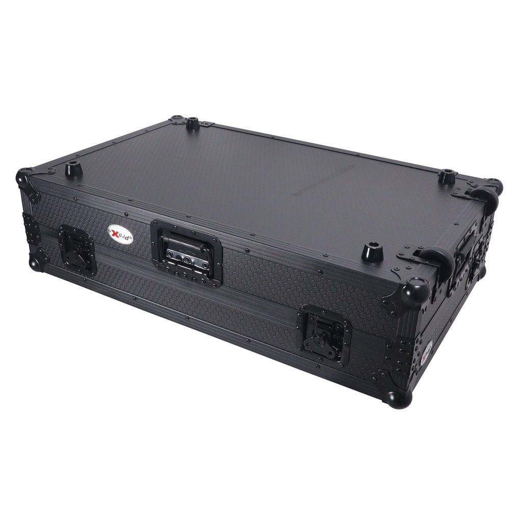 Flight Case For RANE SYSTEM ONE Dj Controller Sliding Laptop Shelf & Wheels Black on Black LED Kit 1U
