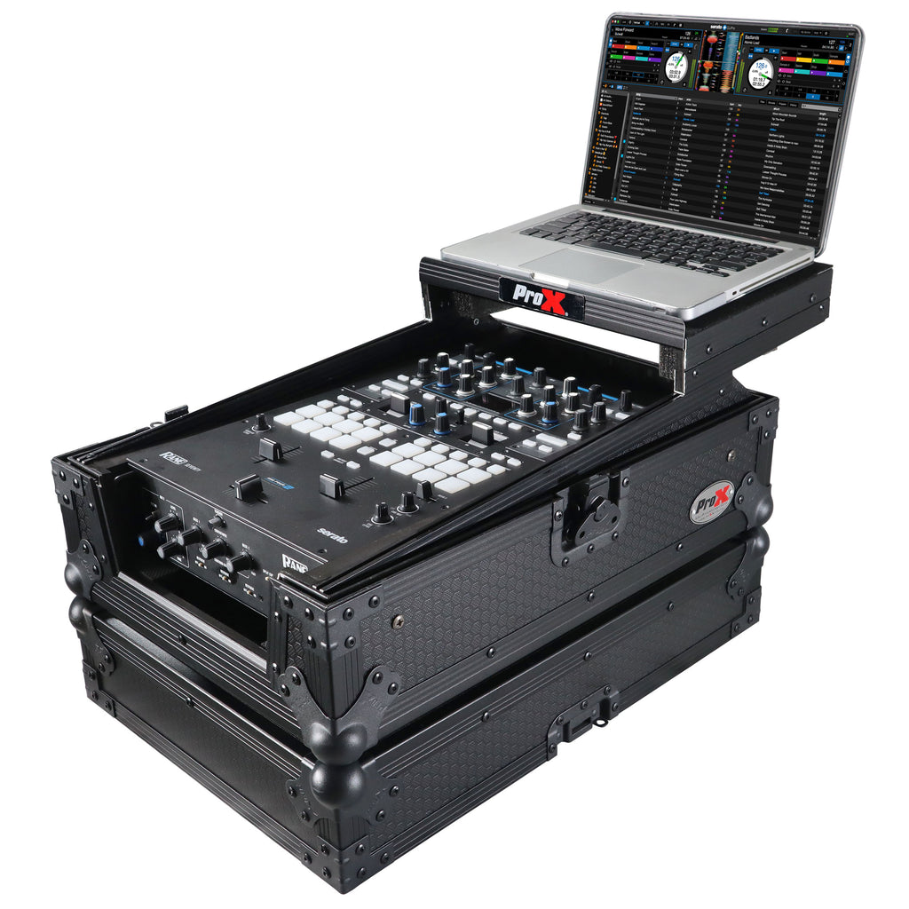 11" DJ Mixer Road Case W/Laptop Shelf for Rane Seventy-Two 72 and Rane Seventy (Black on Black)