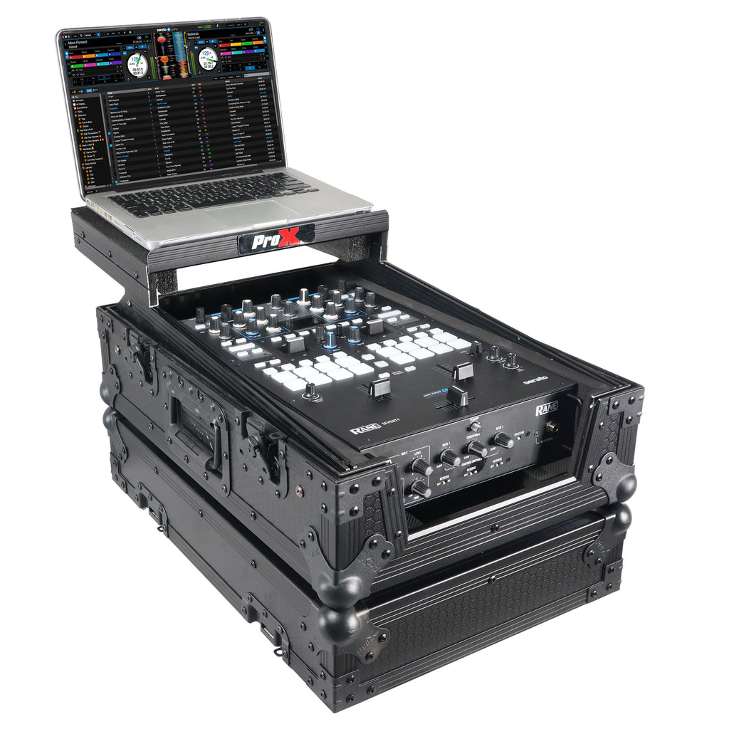 11" DJ Mixer Road Case W/Laptop Shelf for Rane Seventy-Two 72 and Rane Seventy (Black on Black)