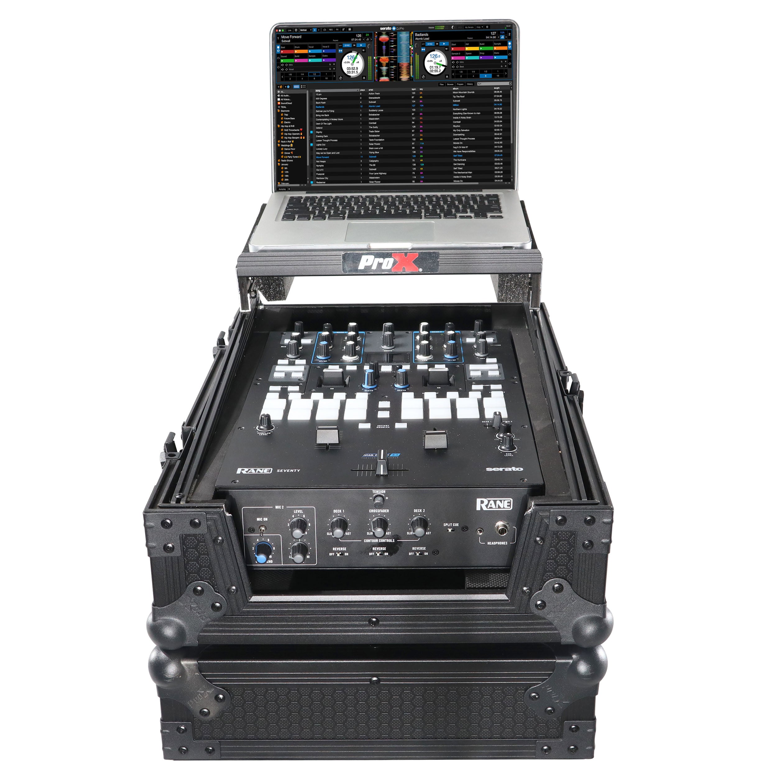 11" DJ Mixer Road Case W/Laptop Shelf for Rane Seventy-Two 72 and Rane Seventy (Black on Black)