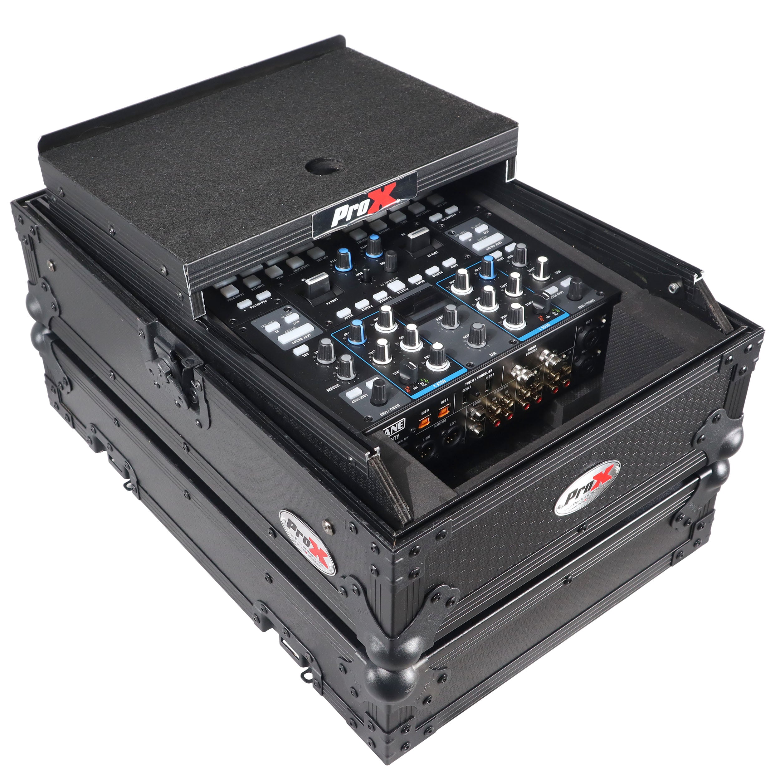 11" DJ Mixer Road Case W/Laptop Shelf for Rane Seventy-Two 72 and Rane Seventy (Black on Black)