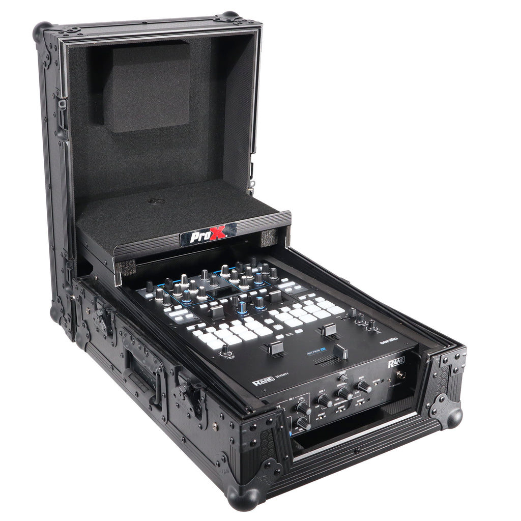11" DJ Mixer Road Case W/Laptop Shelf for Rane Seventy-Two 72 and Rane Seventy (Black on Black)