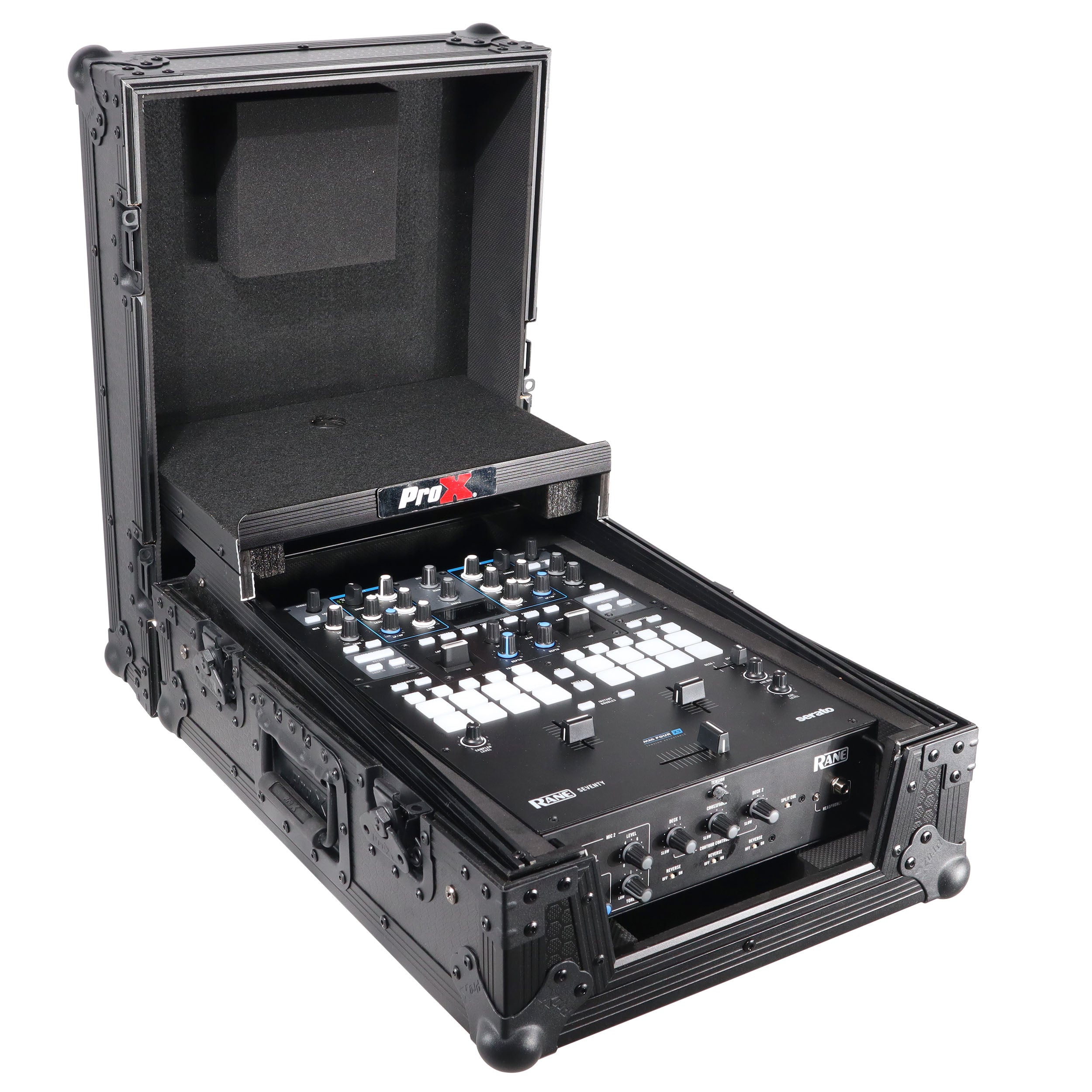 11" DJ Mixer Road Case W/Laptop Shelf for Rane Seventy-Two 72 and Rane Seventy (Black on Black)